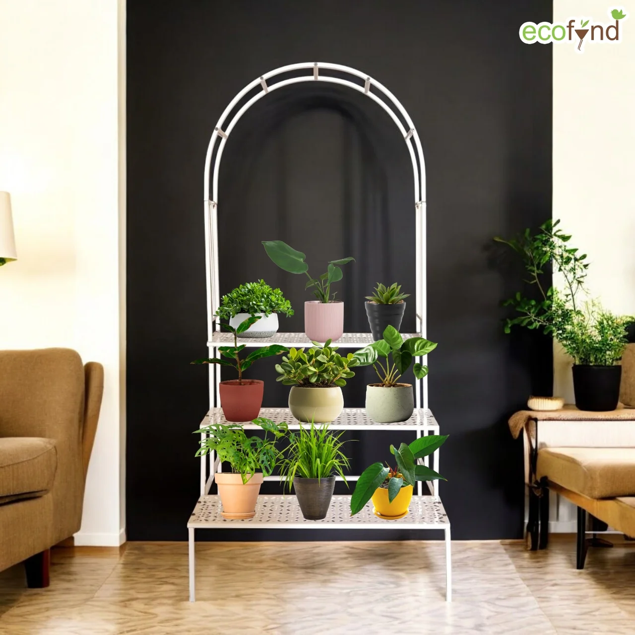 3-Tier White Arbow Metal Plant Stand – Elegant Space-Saving Display - Image 4