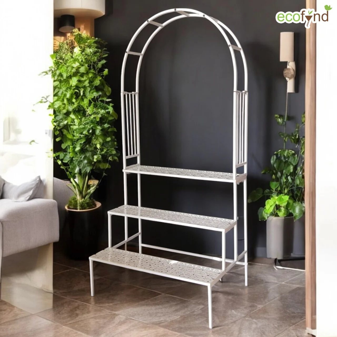 3-Tier White Arbow Metal Plant Stand – Elegant Space-Saving Display - Image 5