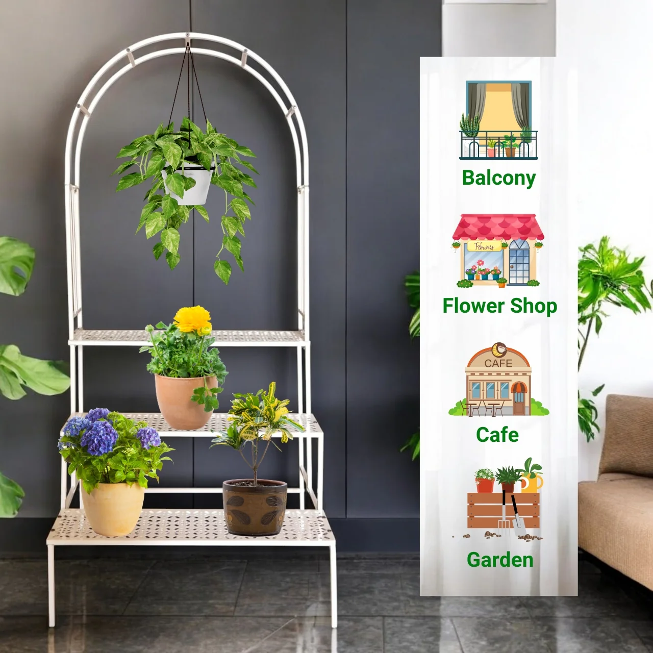 3-Tier White Arbow Metal Plant Stand – Elegant Space-Saving Display - Image 6