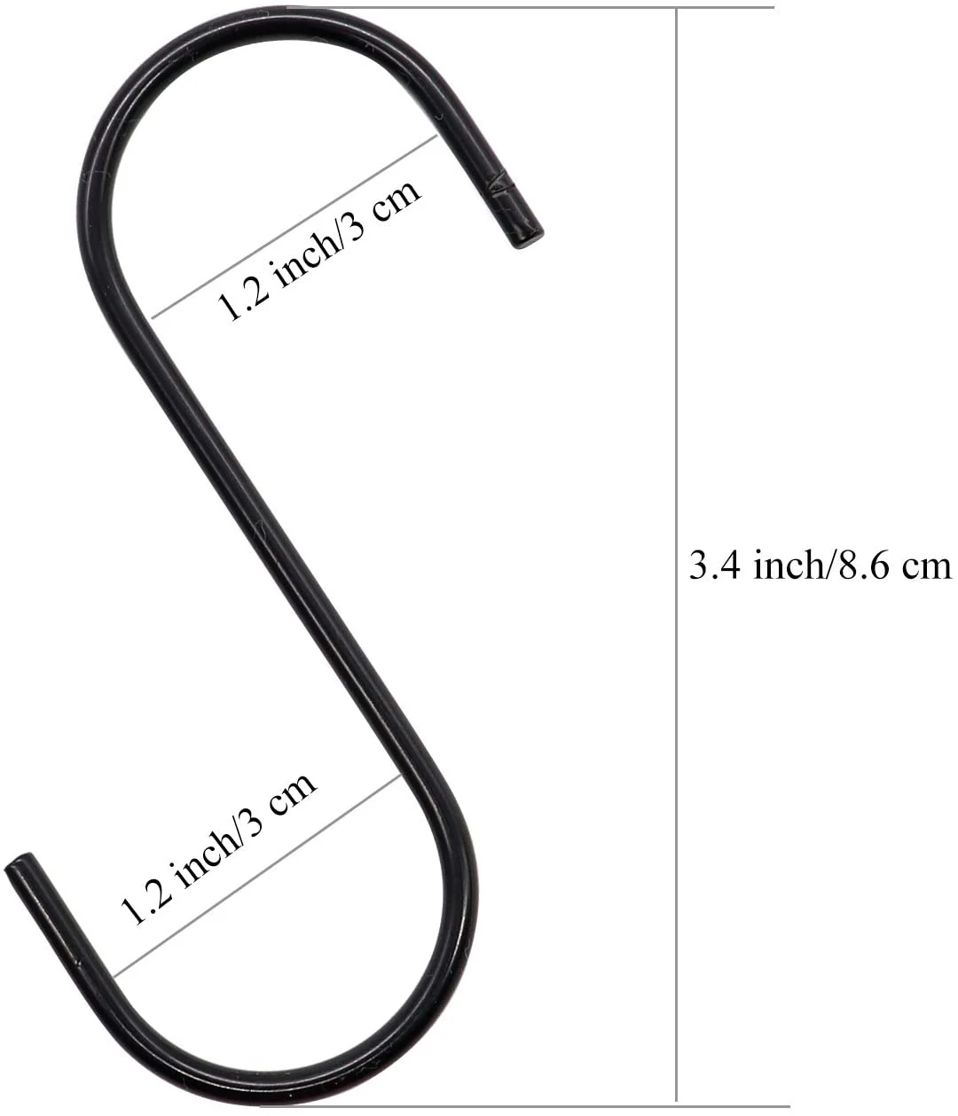 S-shaped Pot Extension Hooks, 3.4" (Pack of 10) - Image 3