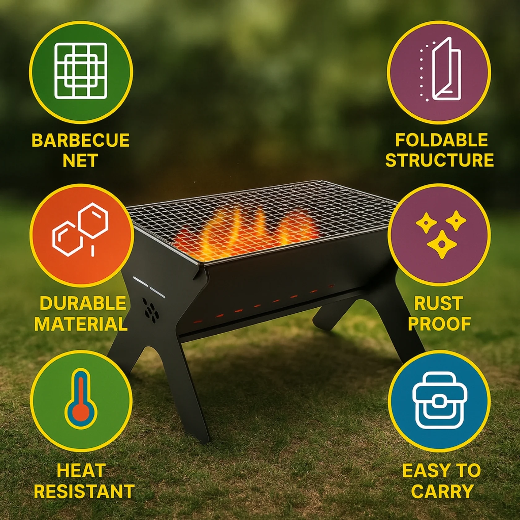 Portable Charcoal Barbeque Grill – High-Quality Net & Fast Setup - Image 3