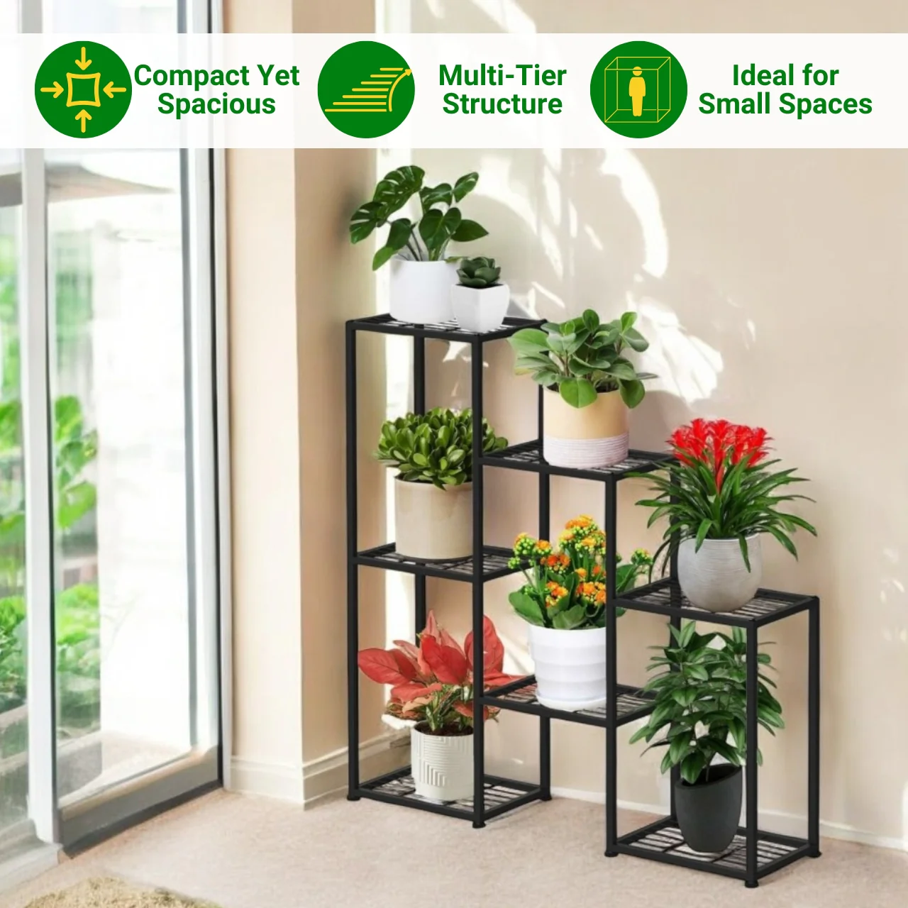 Brad 3-Tier Shelf Plant Stand — Metal Step Display - Image 5