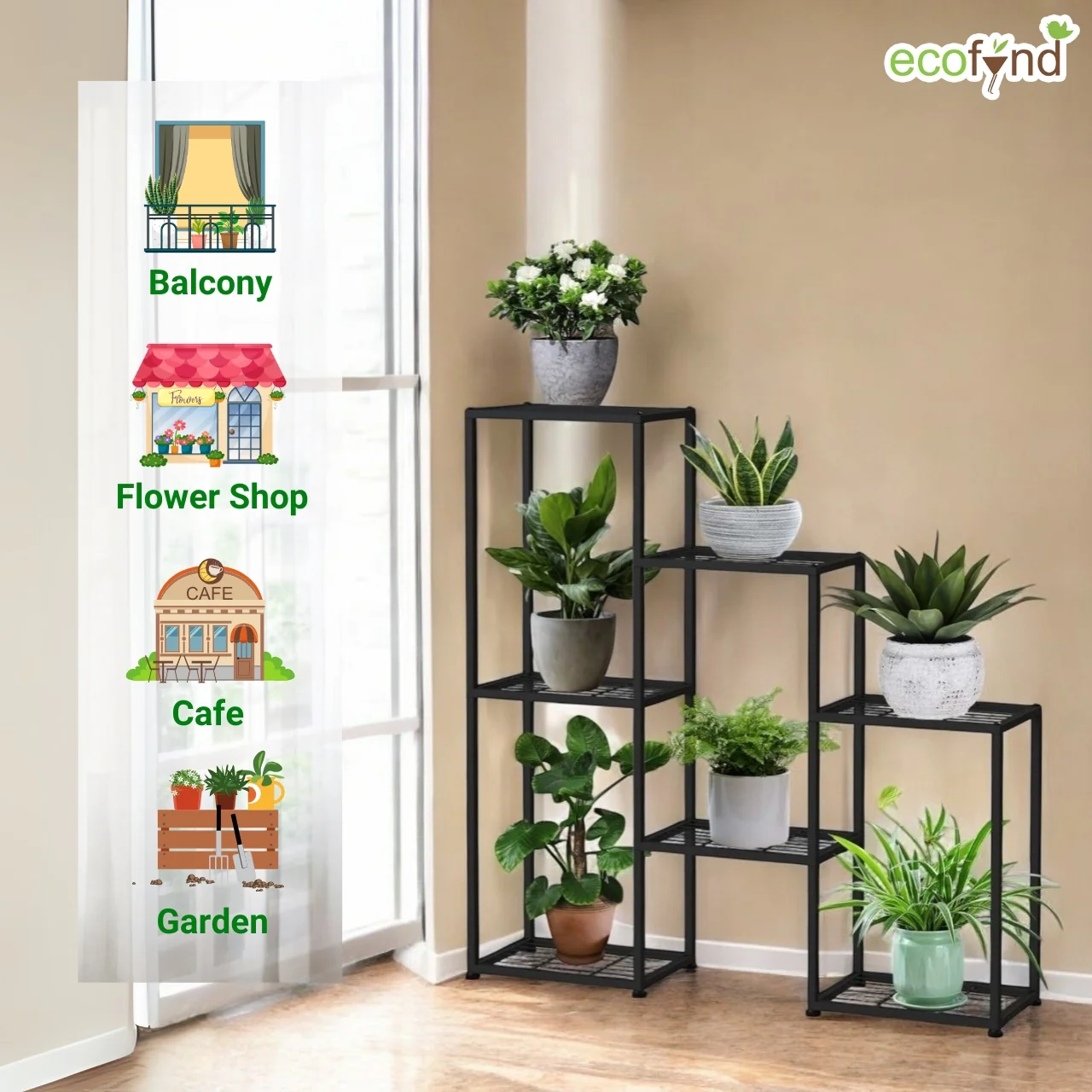 Brad 3-Tier Shelf Plant Stand — Metal Step Display - Image 7