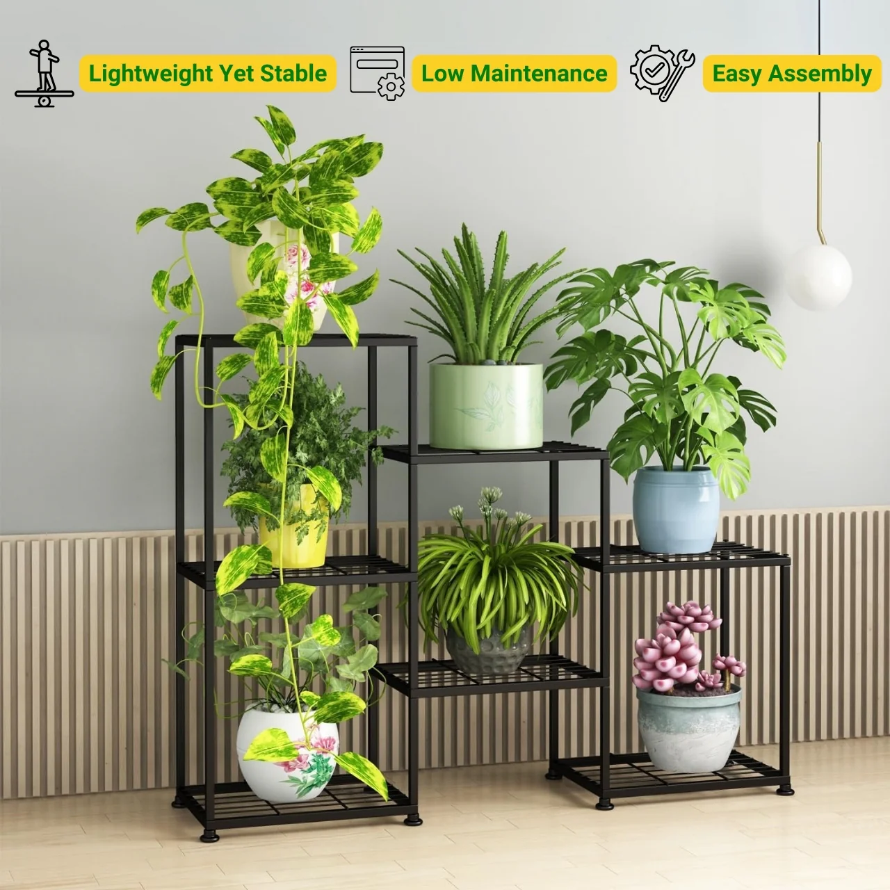 Brad 3-Tier Shelf Plant Stand — Metal Step Display - Image 8