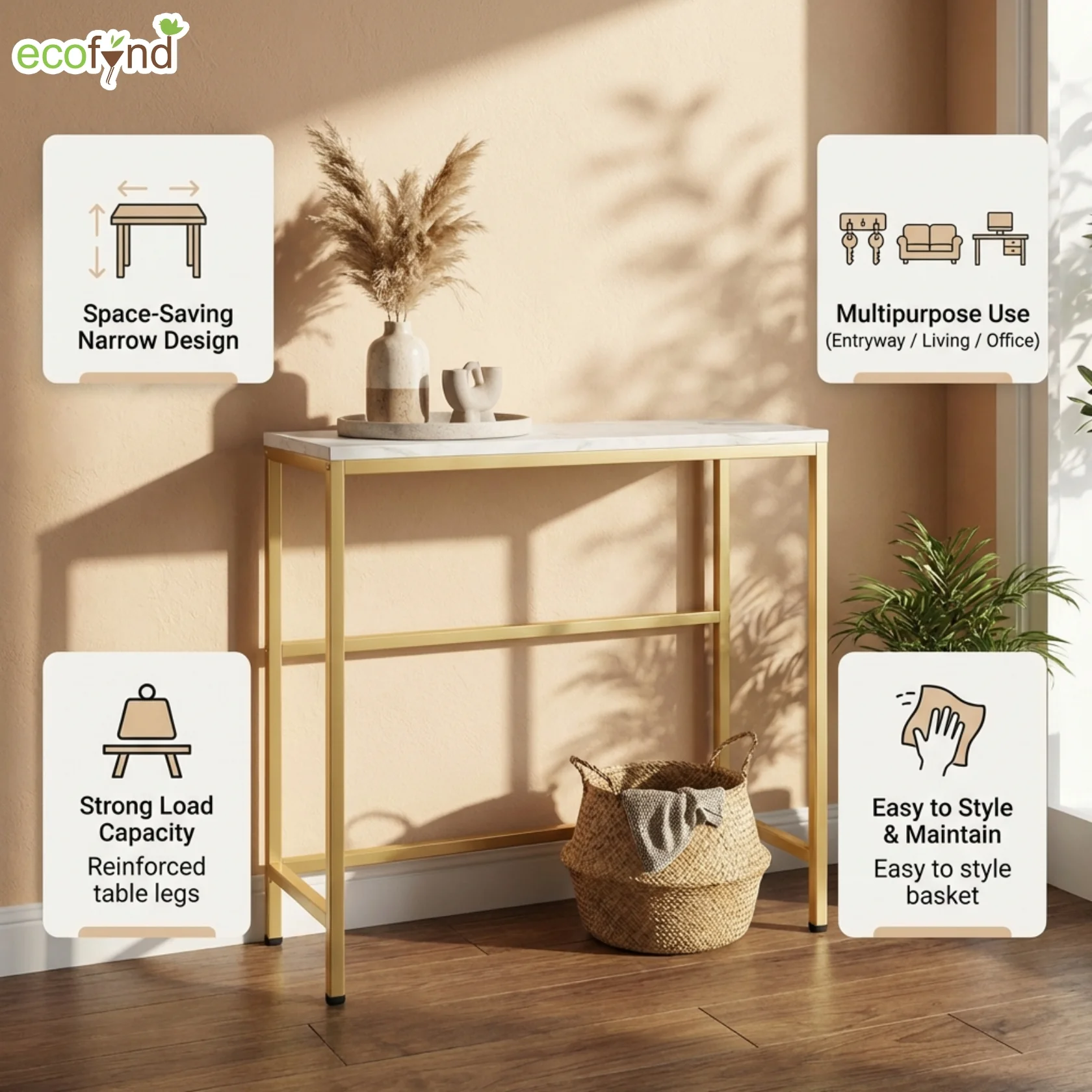 35 Inch 3 Tier Console Table - Image 4