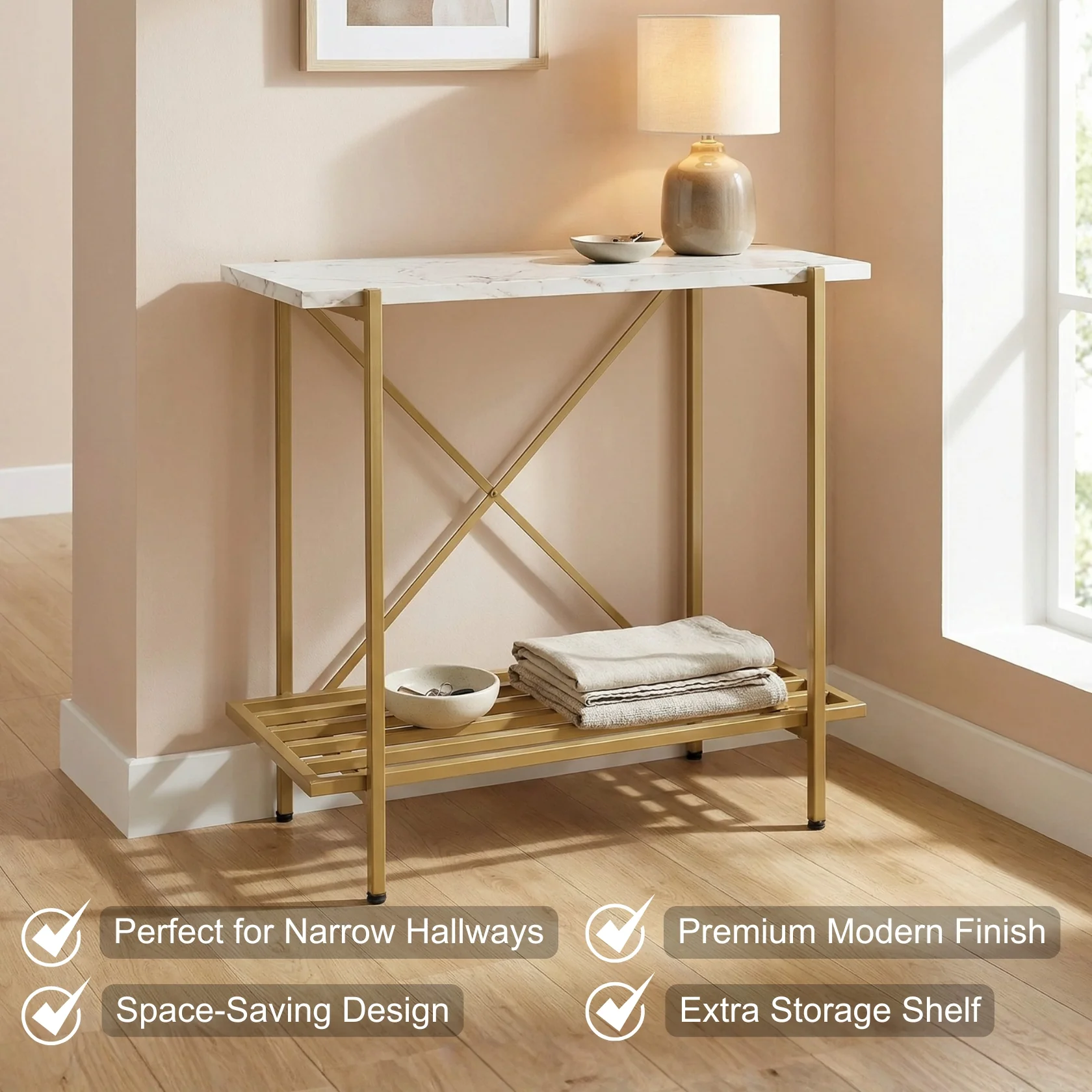26 Inch 2 Tier Console Table - Image 4