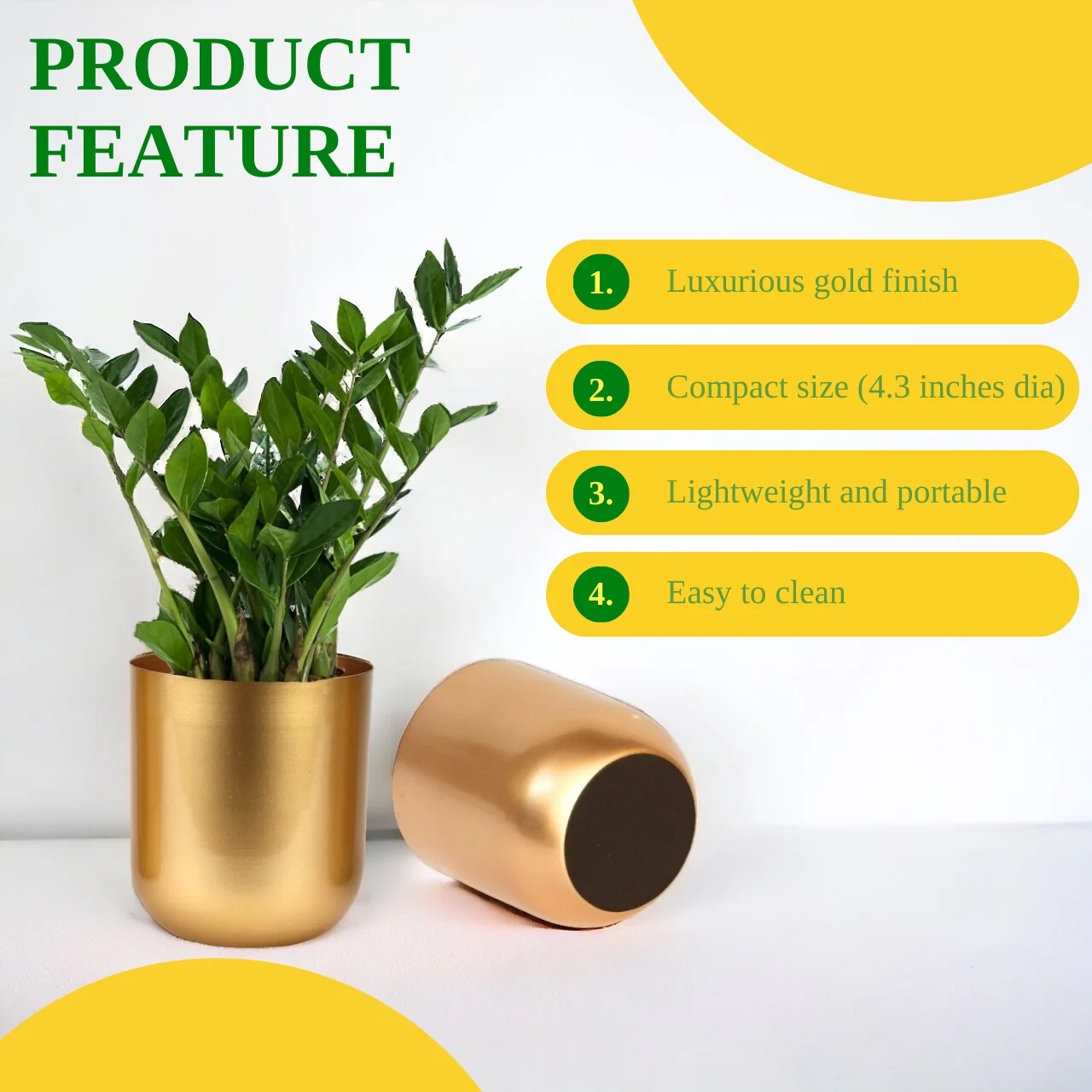 Succulent Gold Metal Plant Pot - Image 4