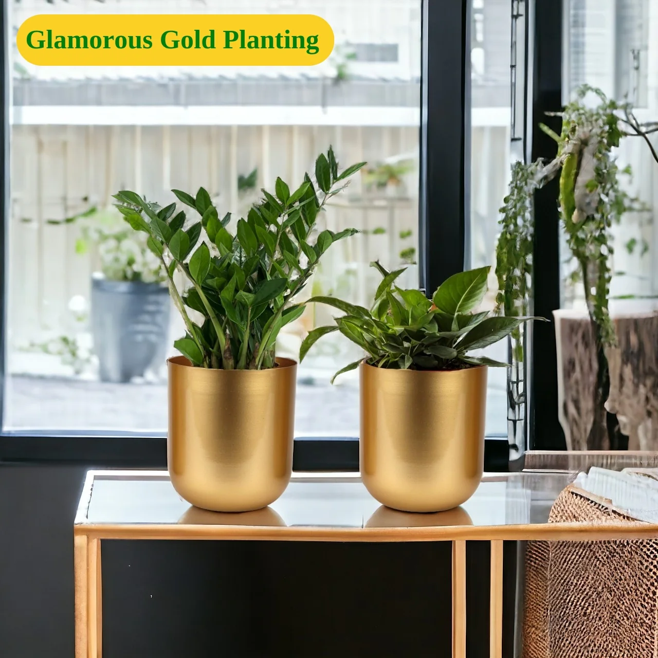 Succulent Gold Metal Plant Pot - Image 6