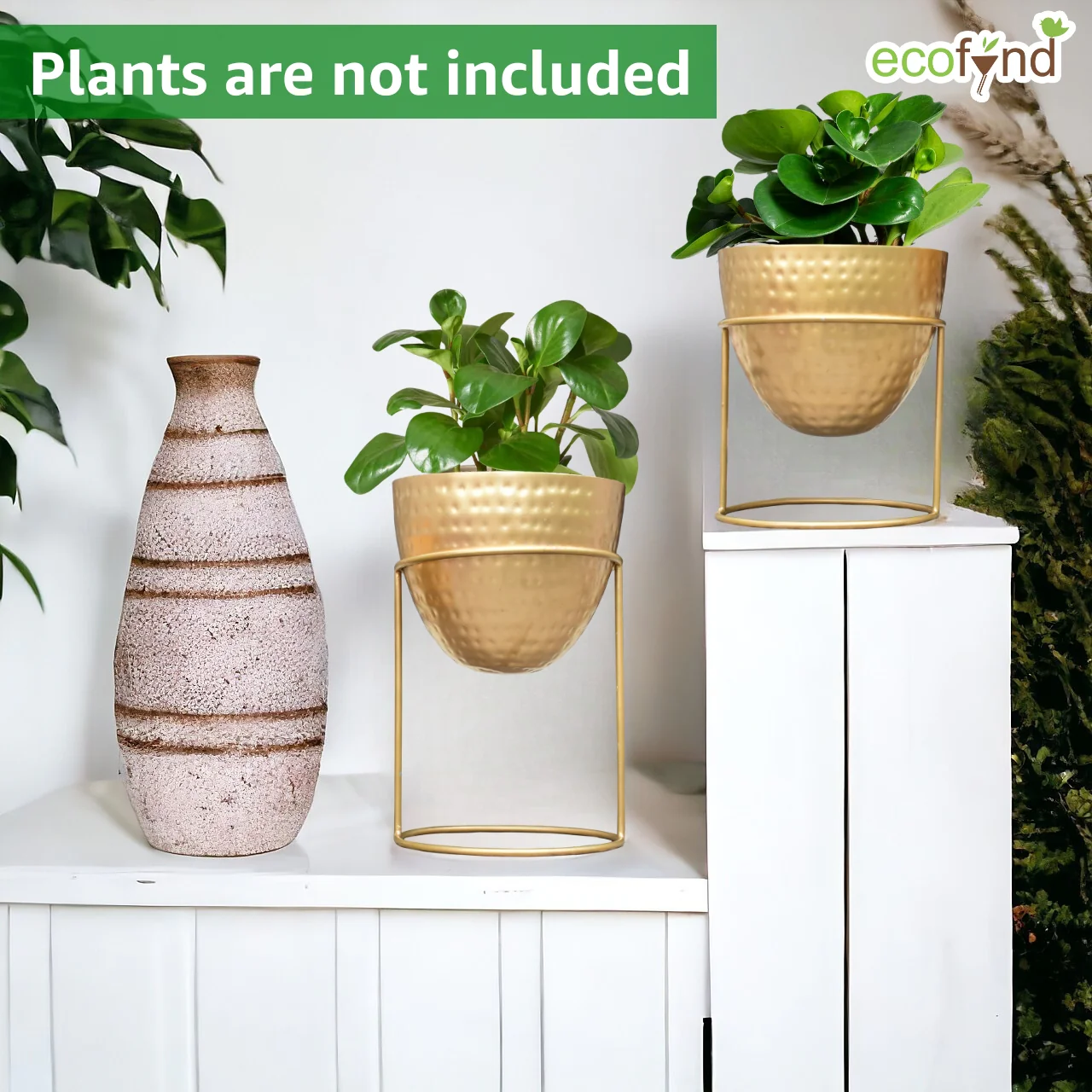 Alle Gold Metal Plant Pot with Stand (Set of 2) - Image 7