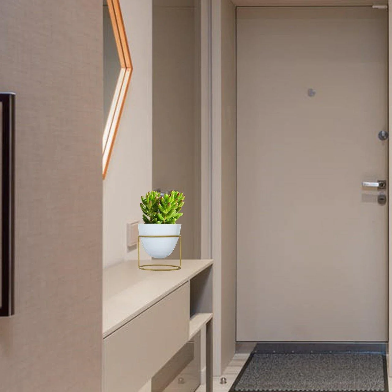 Alle White Metal Plant Pot with Stand (Set of 2) - Image 6