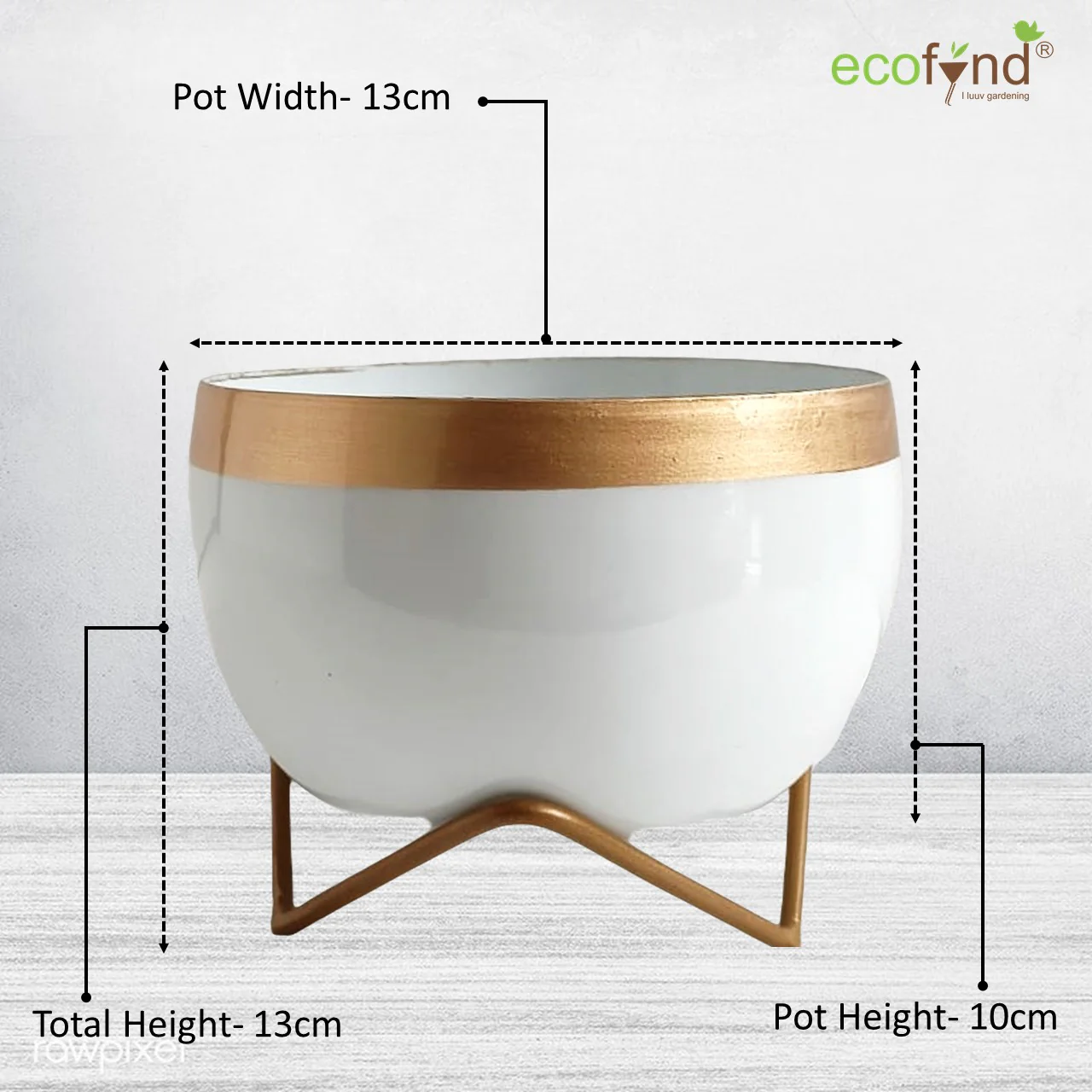 Elis White Metal Pot with Stand - Image 3