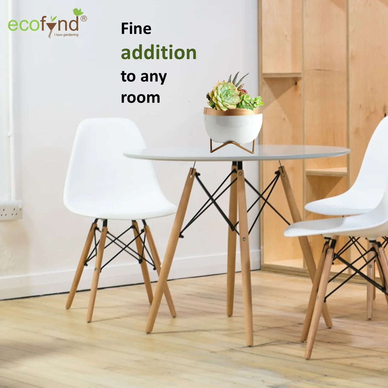 Elis White Metal Pot with Stand - Image 5