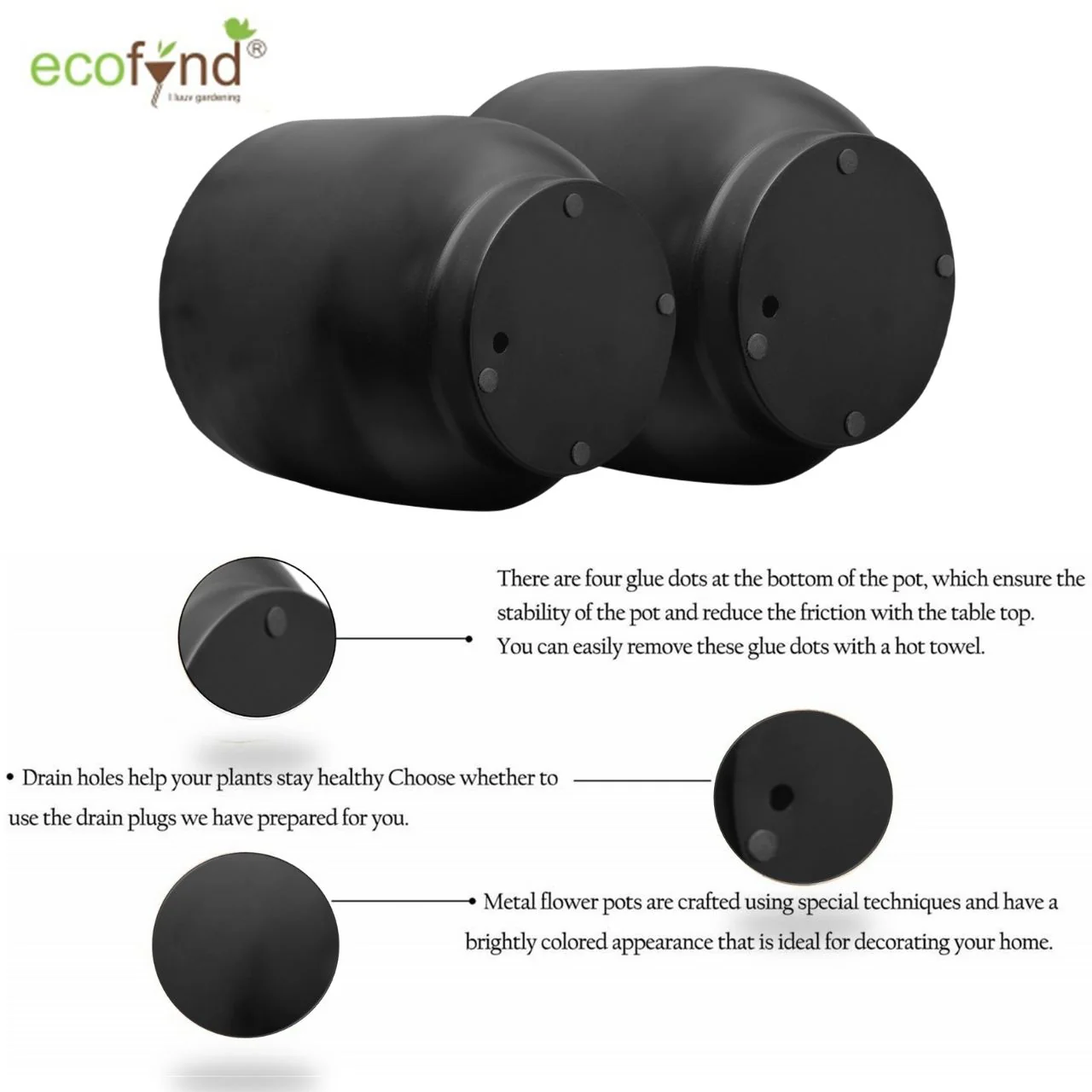 Eva Black Metal Plant Pot with Stand (Set of 2) - Image 5