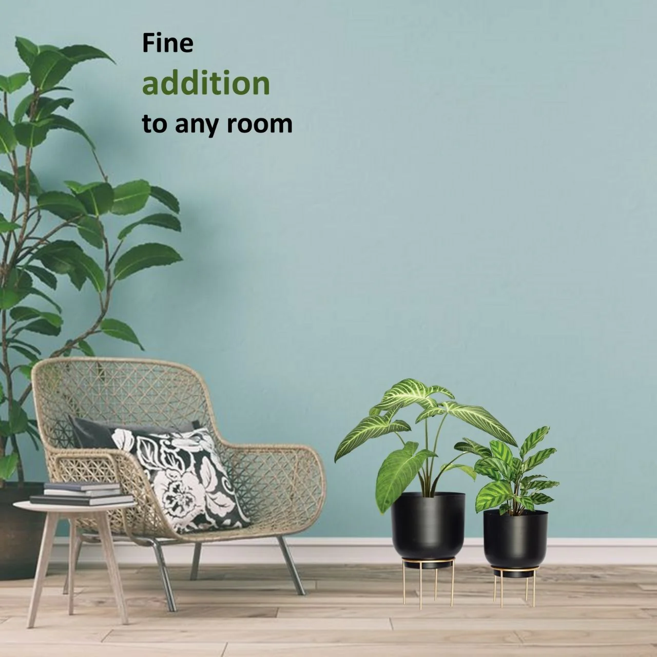 Eva Black Metal Plant Pot with Stand (Set of 2) - Image 7