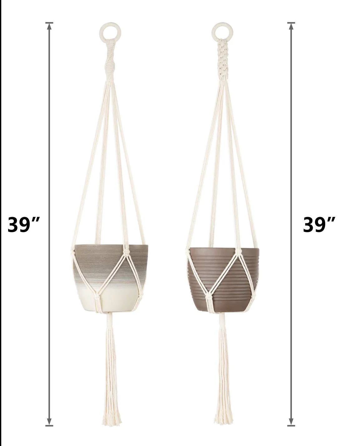 Macrame Cotton Plant Hanger (Set of 2) - Image 4