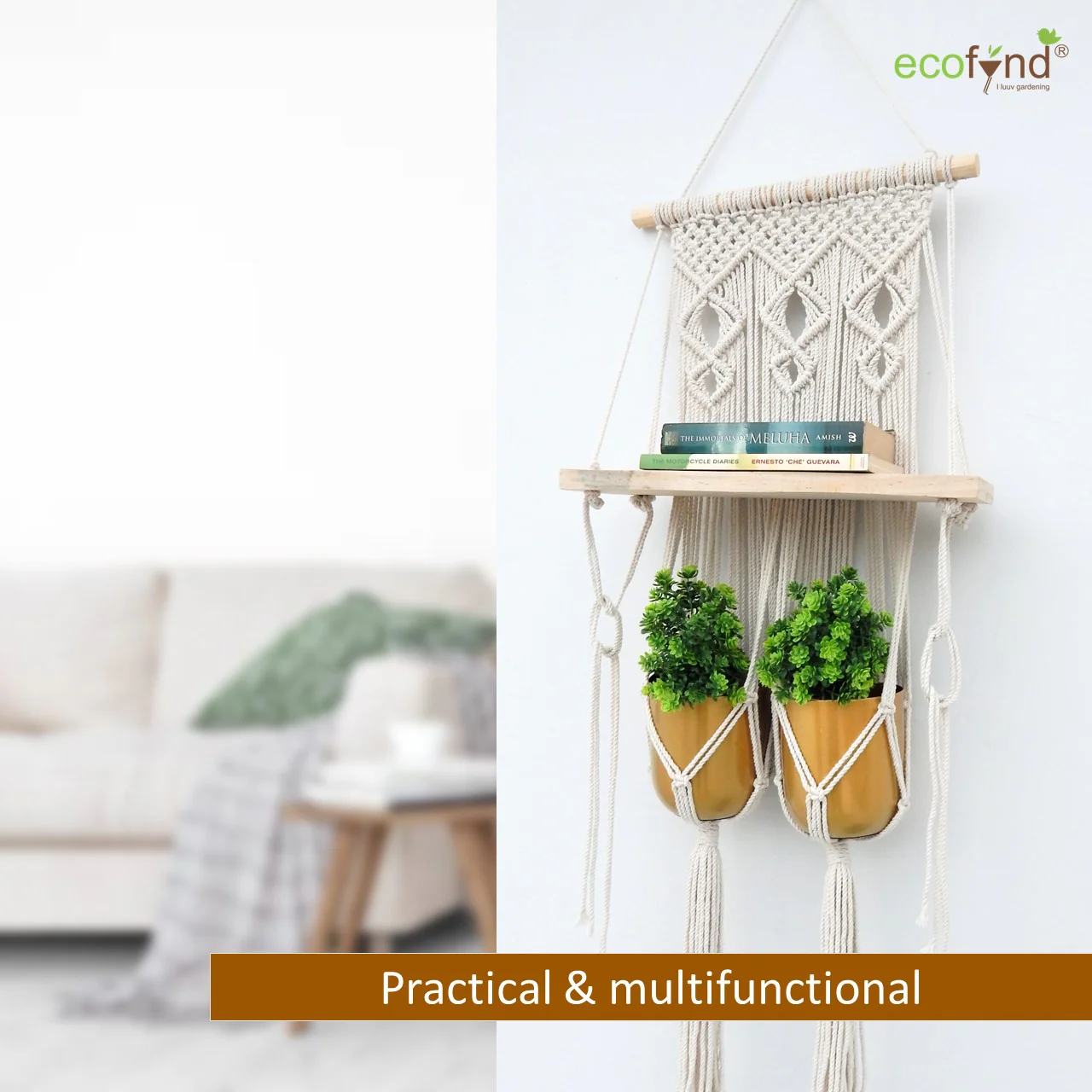 Double Macrame Hanging Shelf - Image 7