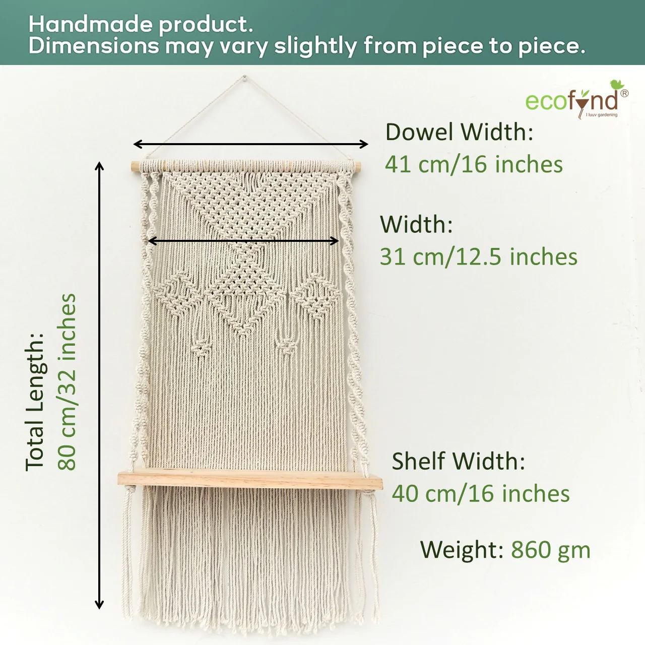 Single Macrame Hanging Shelf - Image 3