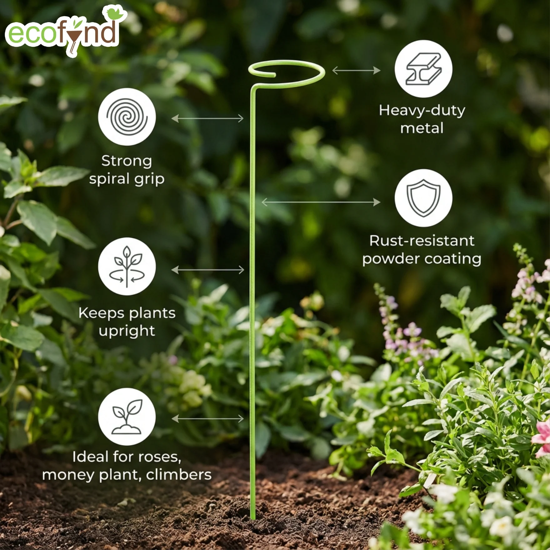 Light Green Metal Plant Trellis – 18 Inch Rust-Resistant Stake - Image 3