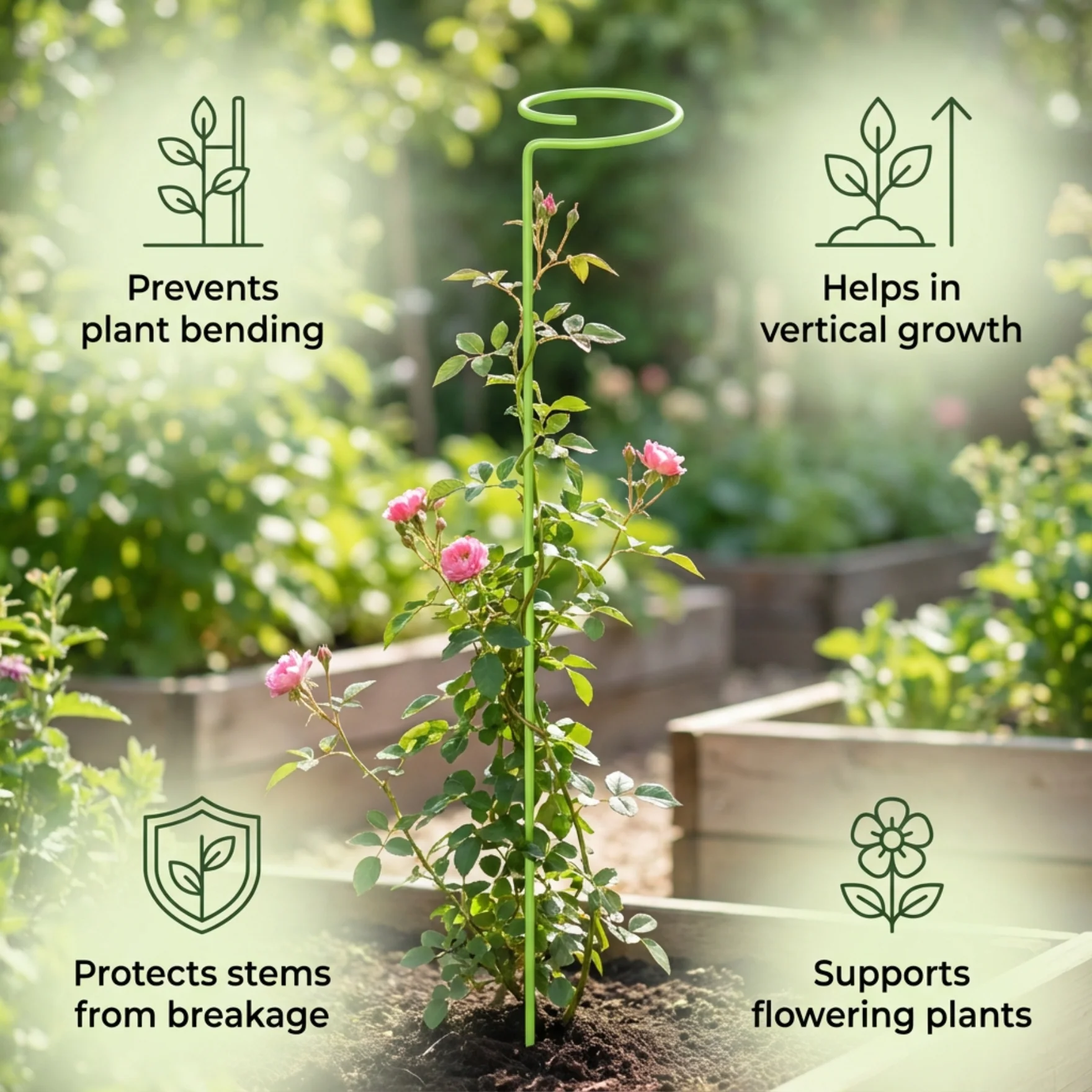 Light Green Metal Plant Trellis – 18 Inch Rust-Resistant Stake - Image 4