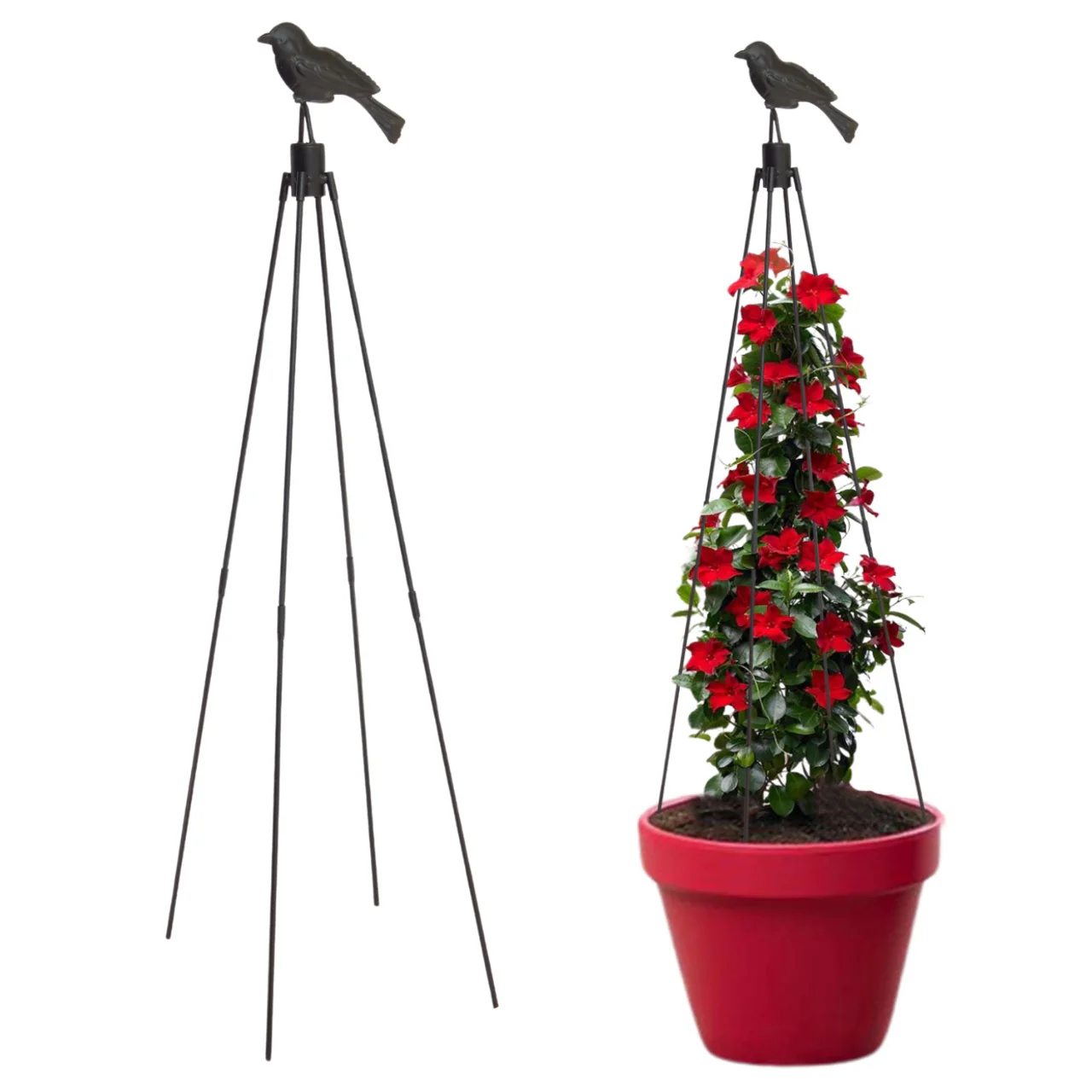 Obelisk Trellis with Bird Top – Decorative Metal Plant Support for Vines & Flowers - Image 4