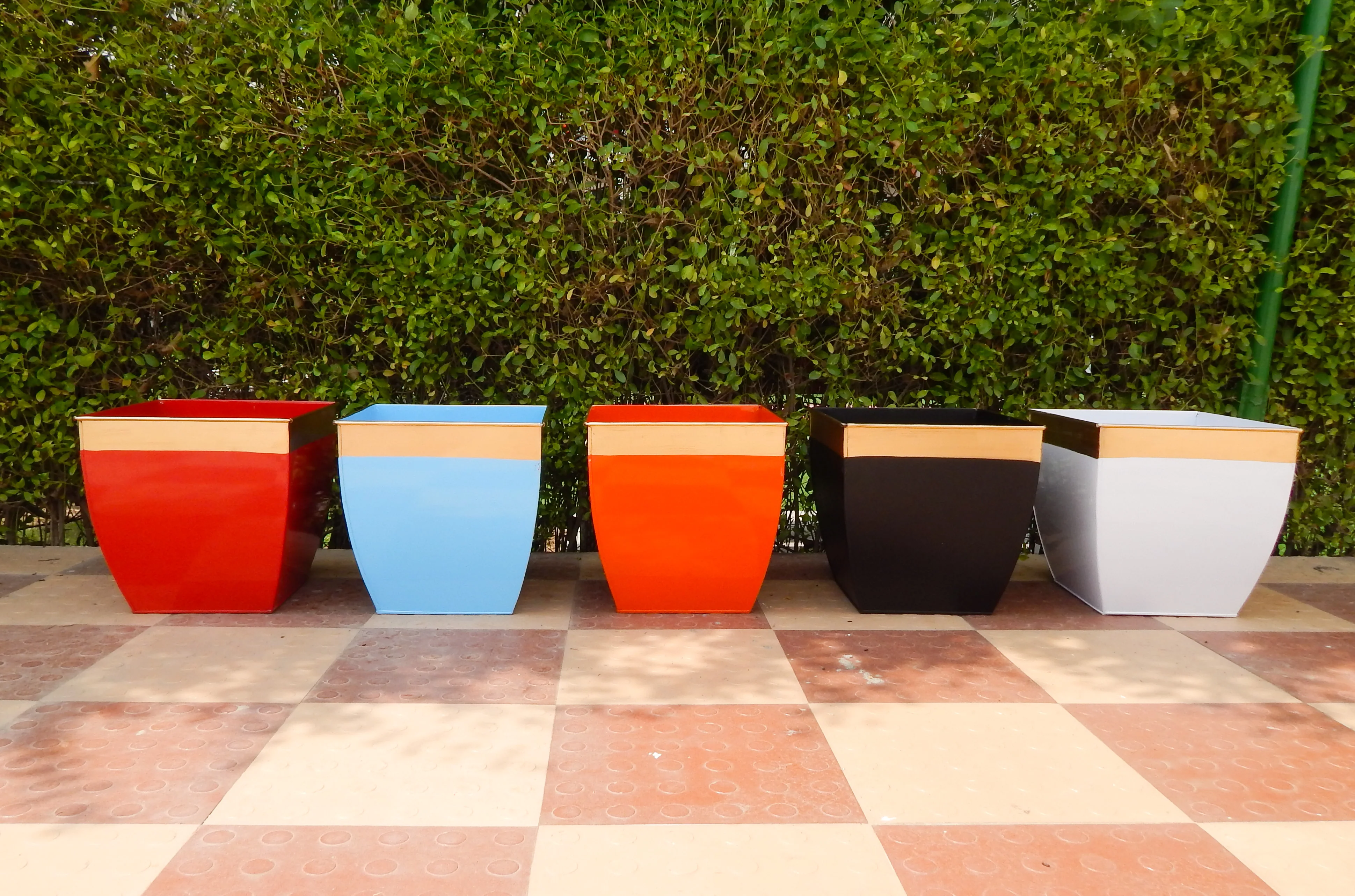 Midland 12” Multicolor Metal Planter Set of 5 - Image 5