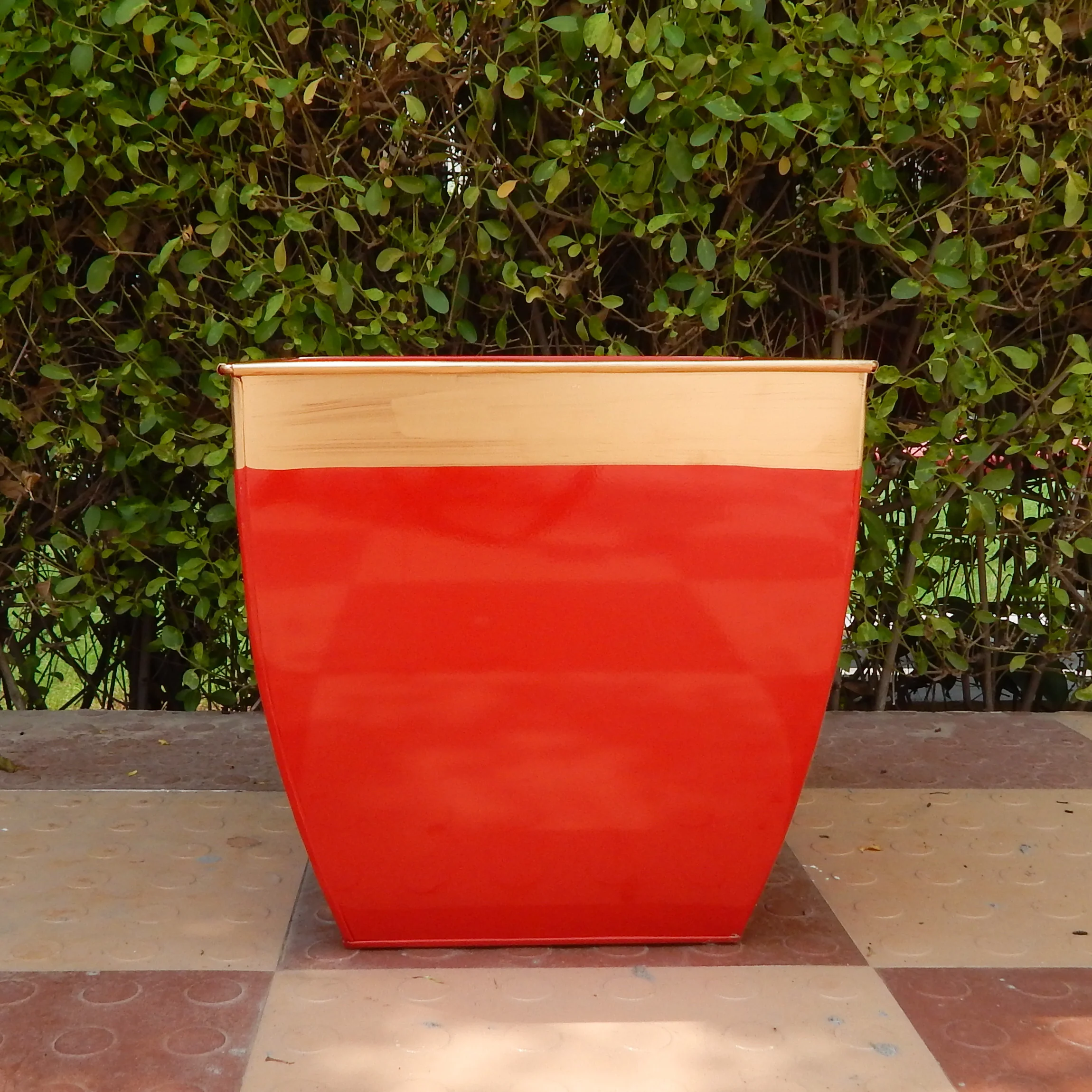 Midland 12” Metal Planter – Tapered Square | Red - Image 5