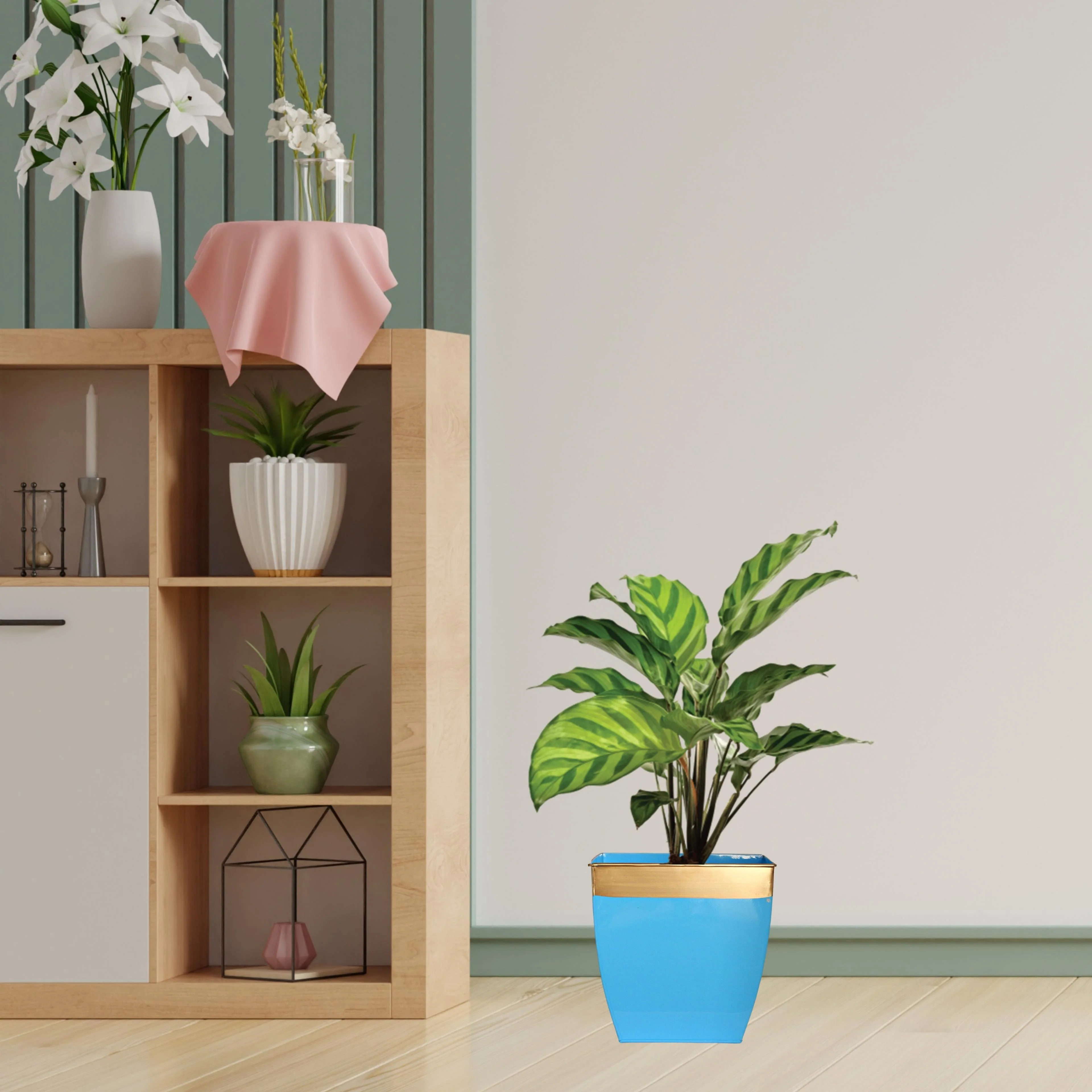 Midland 8” Multicolor Metal Planter – Tapered Design - Image 6