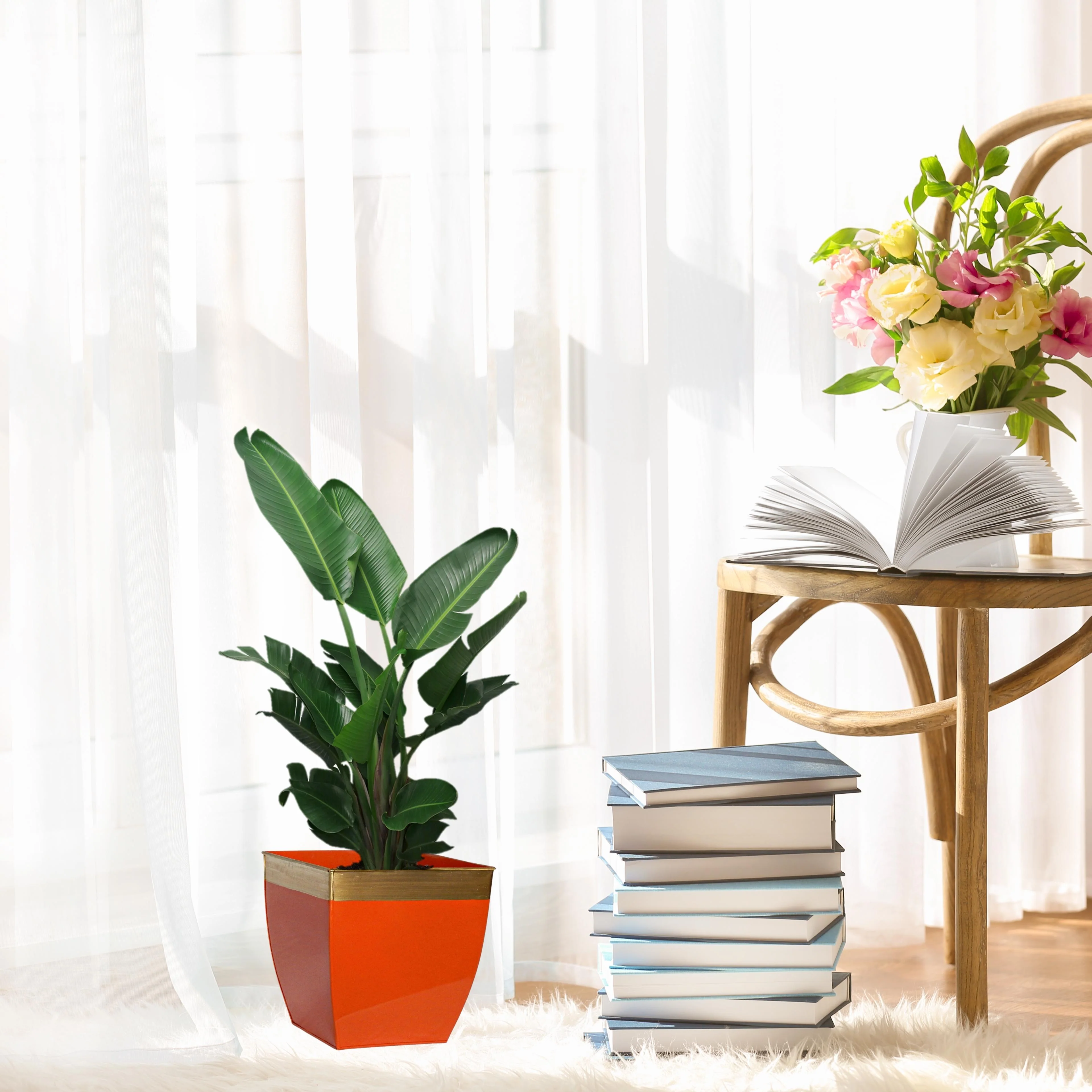 Midland 8” Multicolor Metal Planter – Tapered Design - Image 8