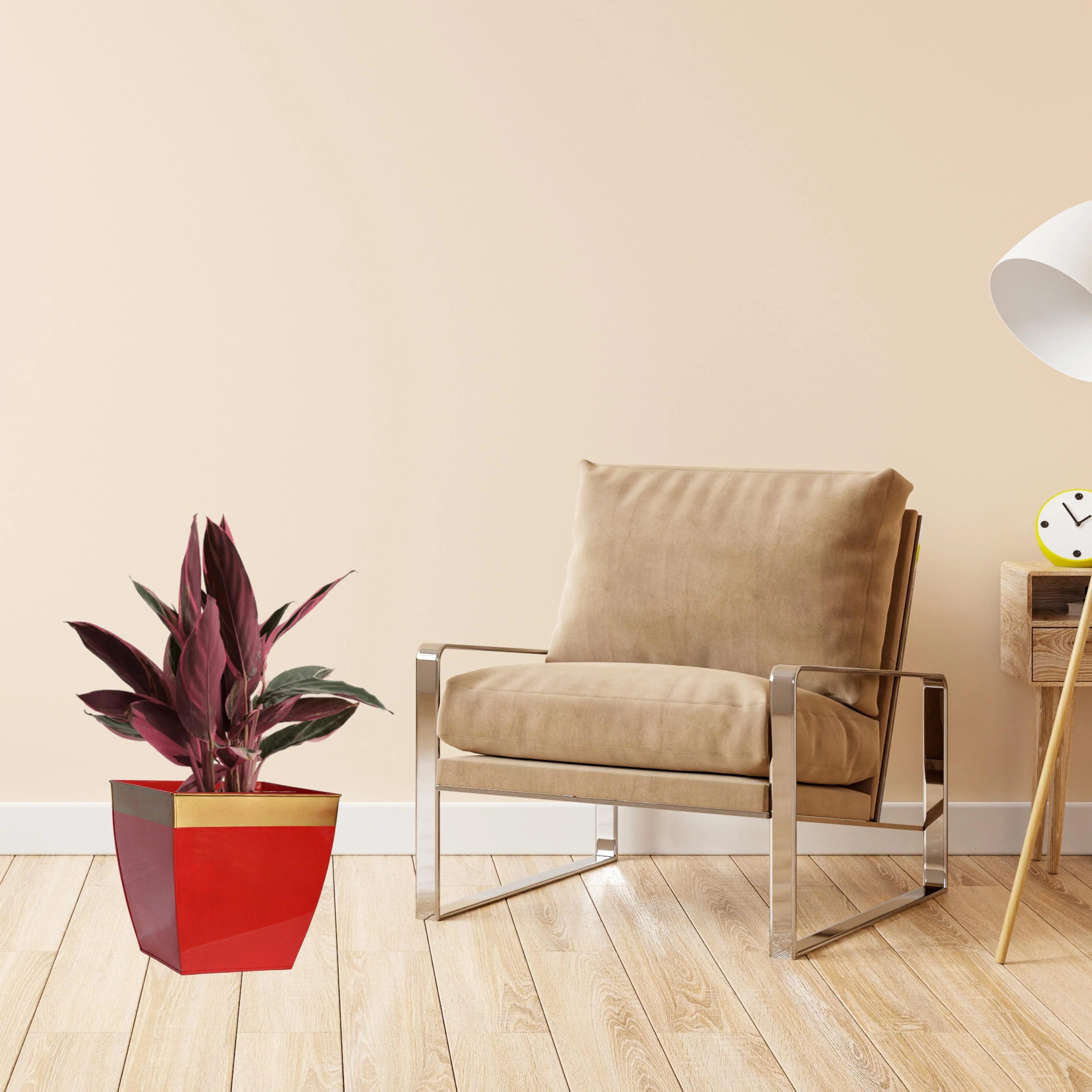 Midland 8” Metal Planter – Tapered Square | Red - Image 8