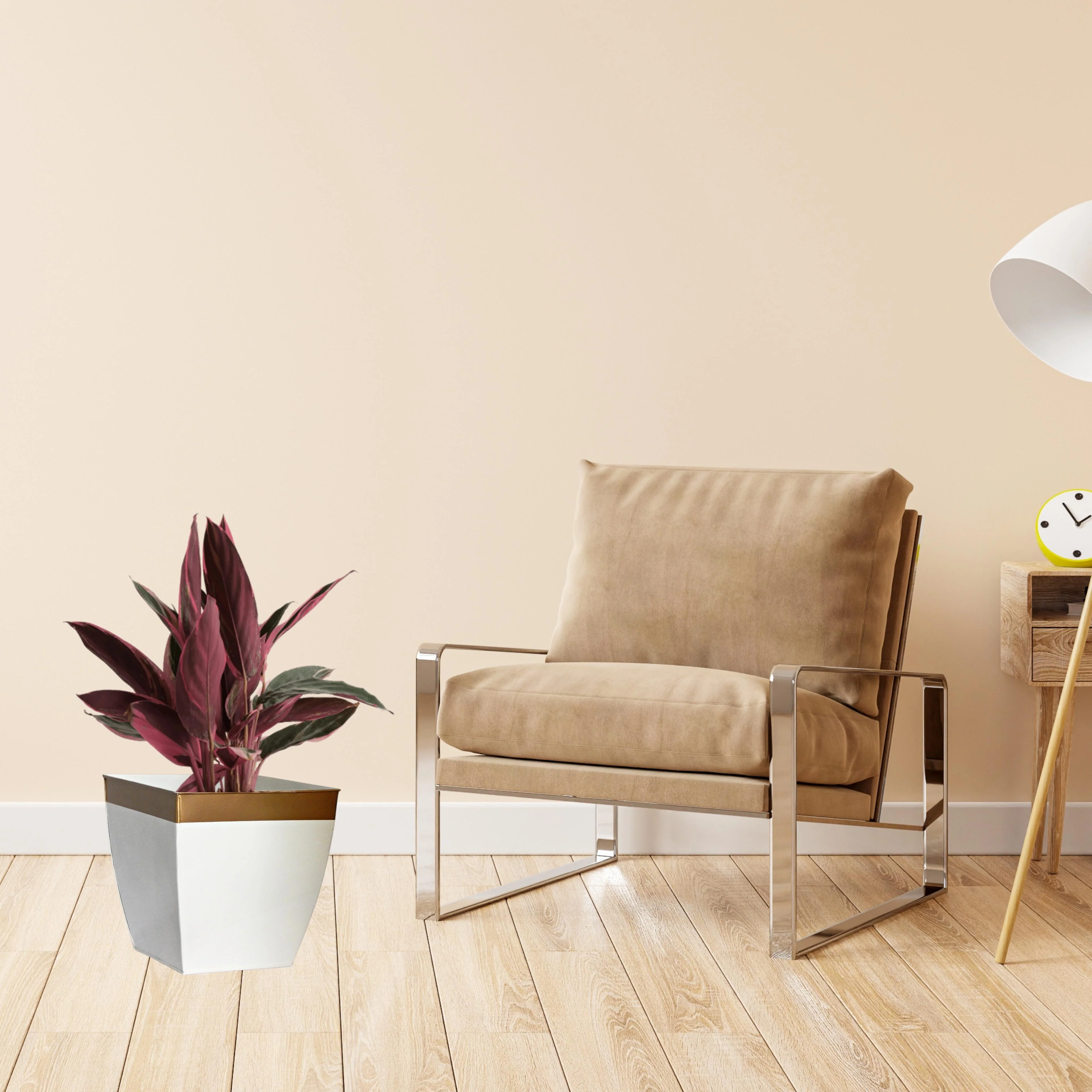 Midland 8” Metal Planter – Tapered Square | White - Image 8