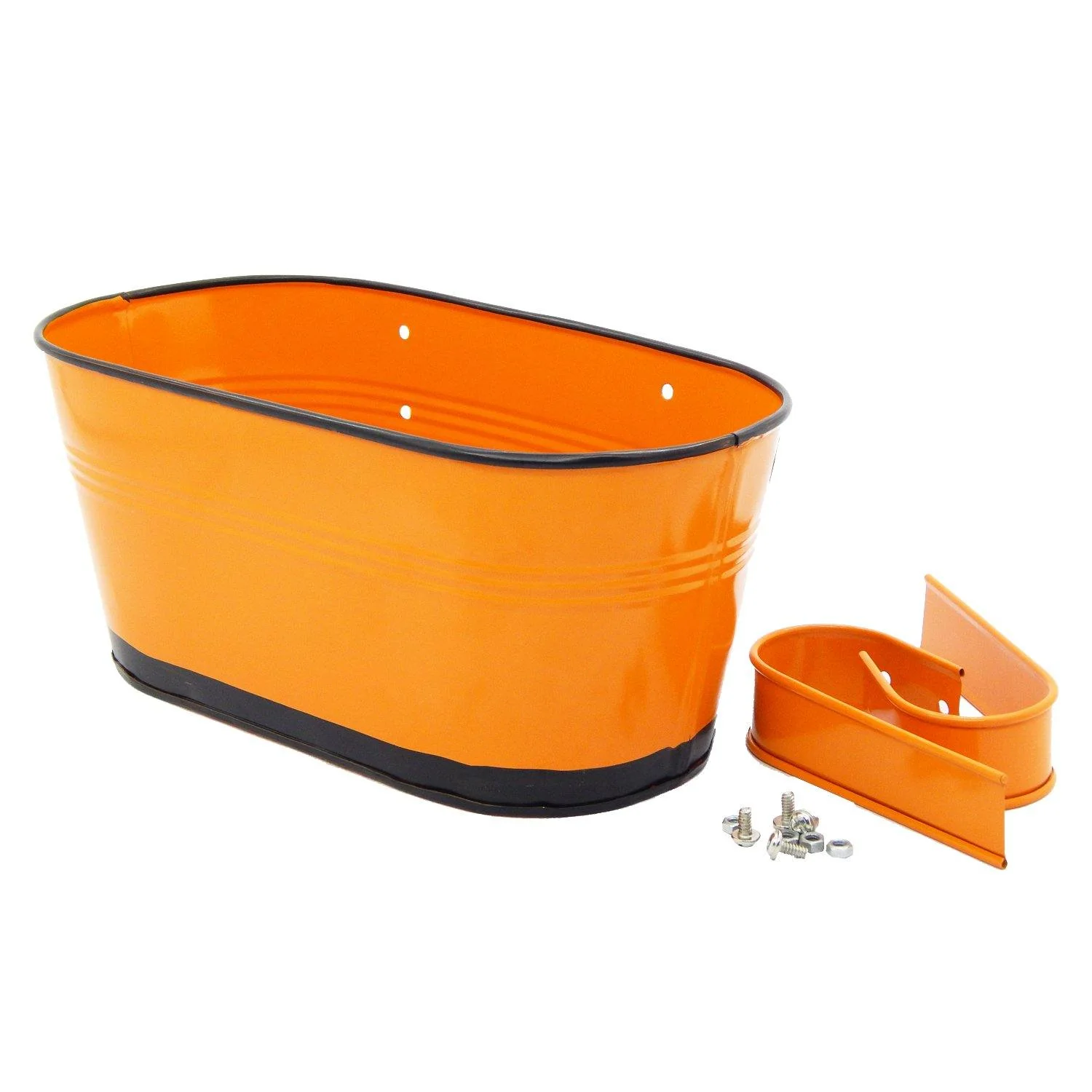 Oval Orange/Black 10" Balcony Railing Planter - Image 4