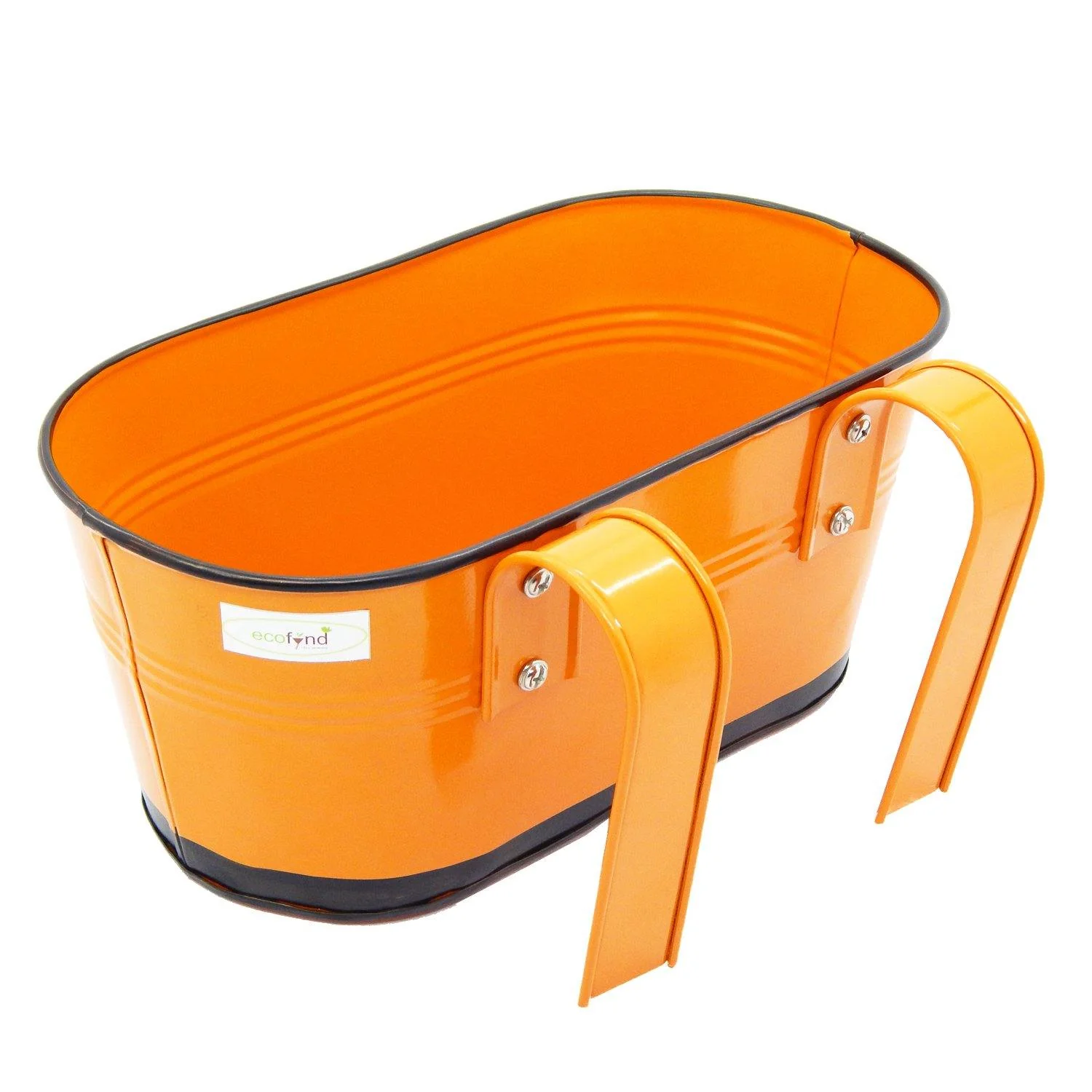 Oval Orange/Black 10" Balcony Railing Planter - Image 5