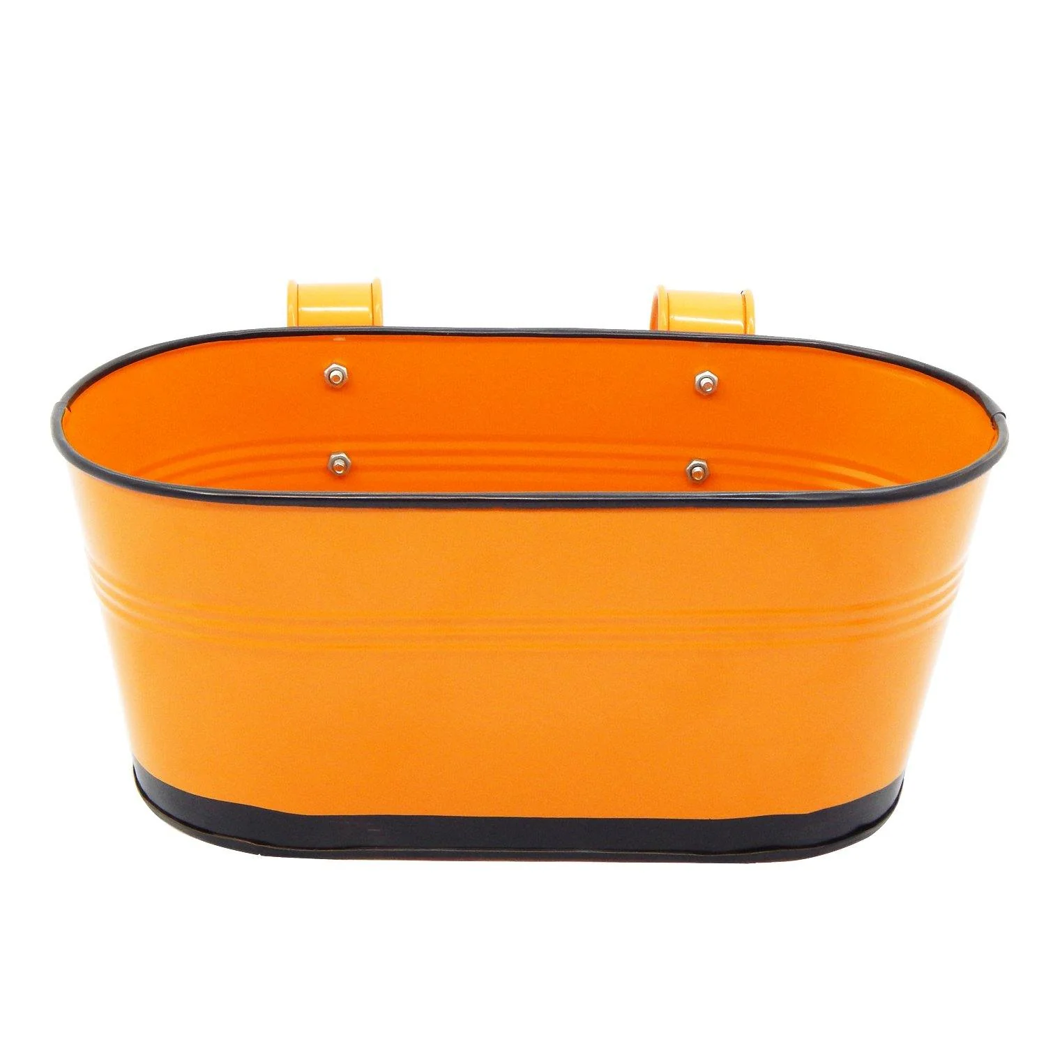 Oval Orange/Black 10" Balcony Railing Planter - Image 7