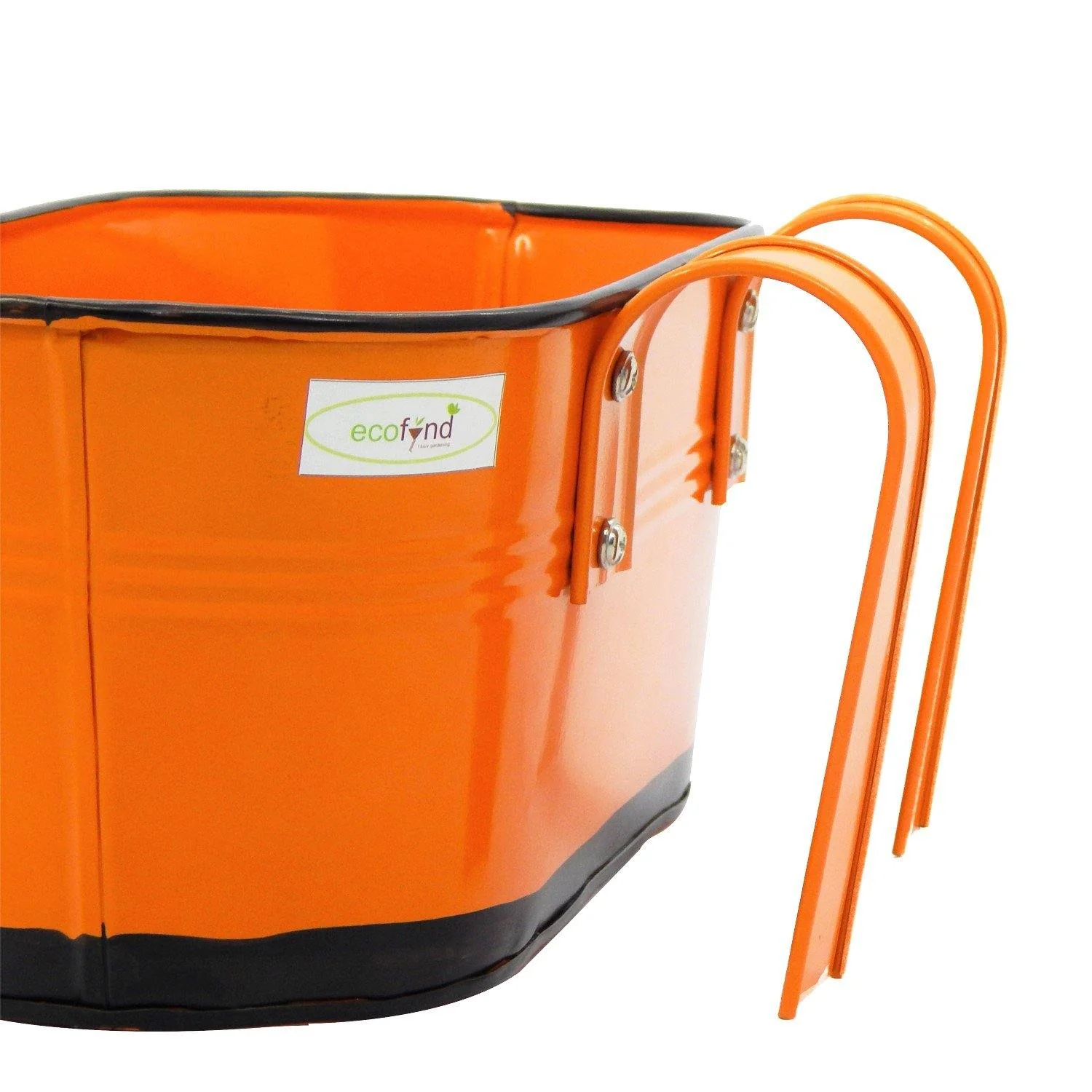 Oval Orange/Black 10" Balcony Railing Planter - Image 8