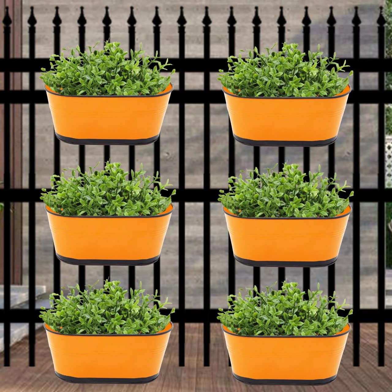 Oval Orange/Black 10" Balcony Railing Planter - Image 9