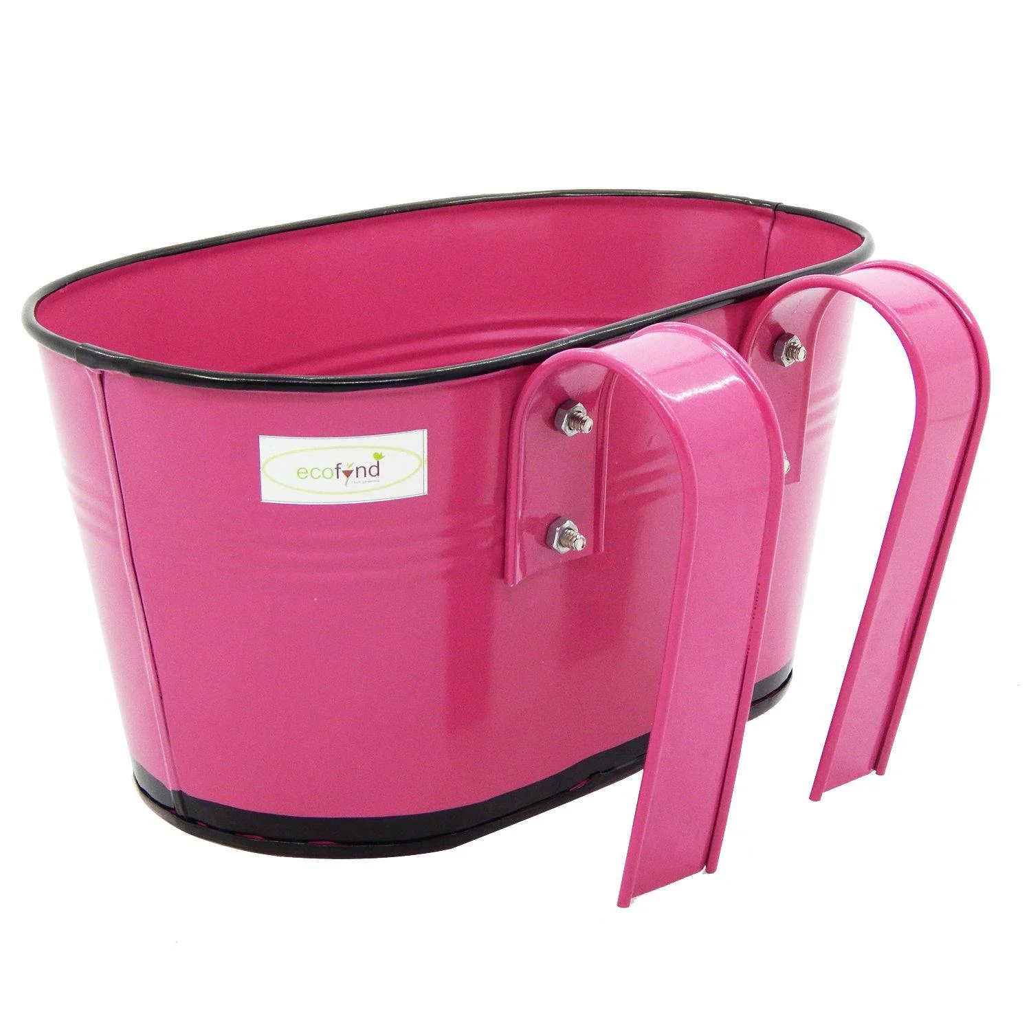 Oval Pink/Black 10" Balcony Railing Planter - Image 5