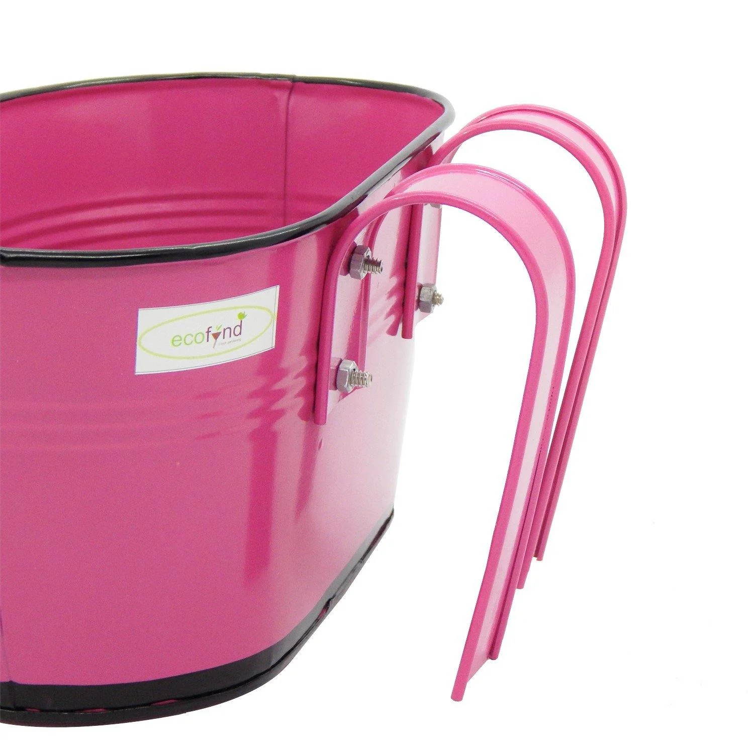 Oval Pink/Black 10" Balcony Railing Planter - Image 8