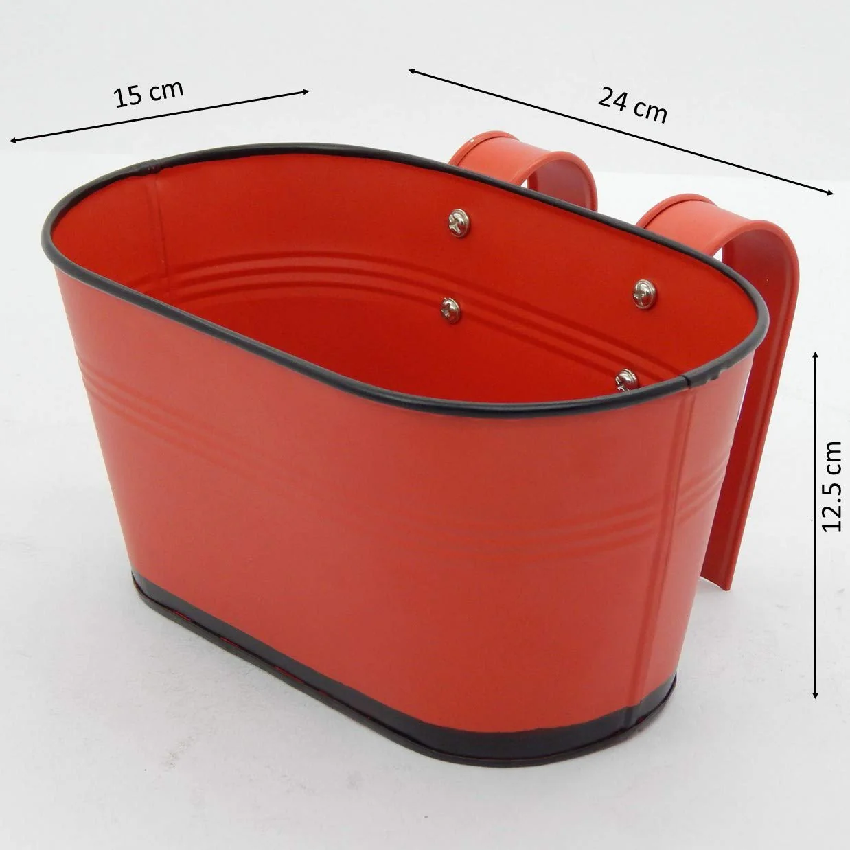 Oval Red/Black 10" Balcony Railing Planter - Image 3