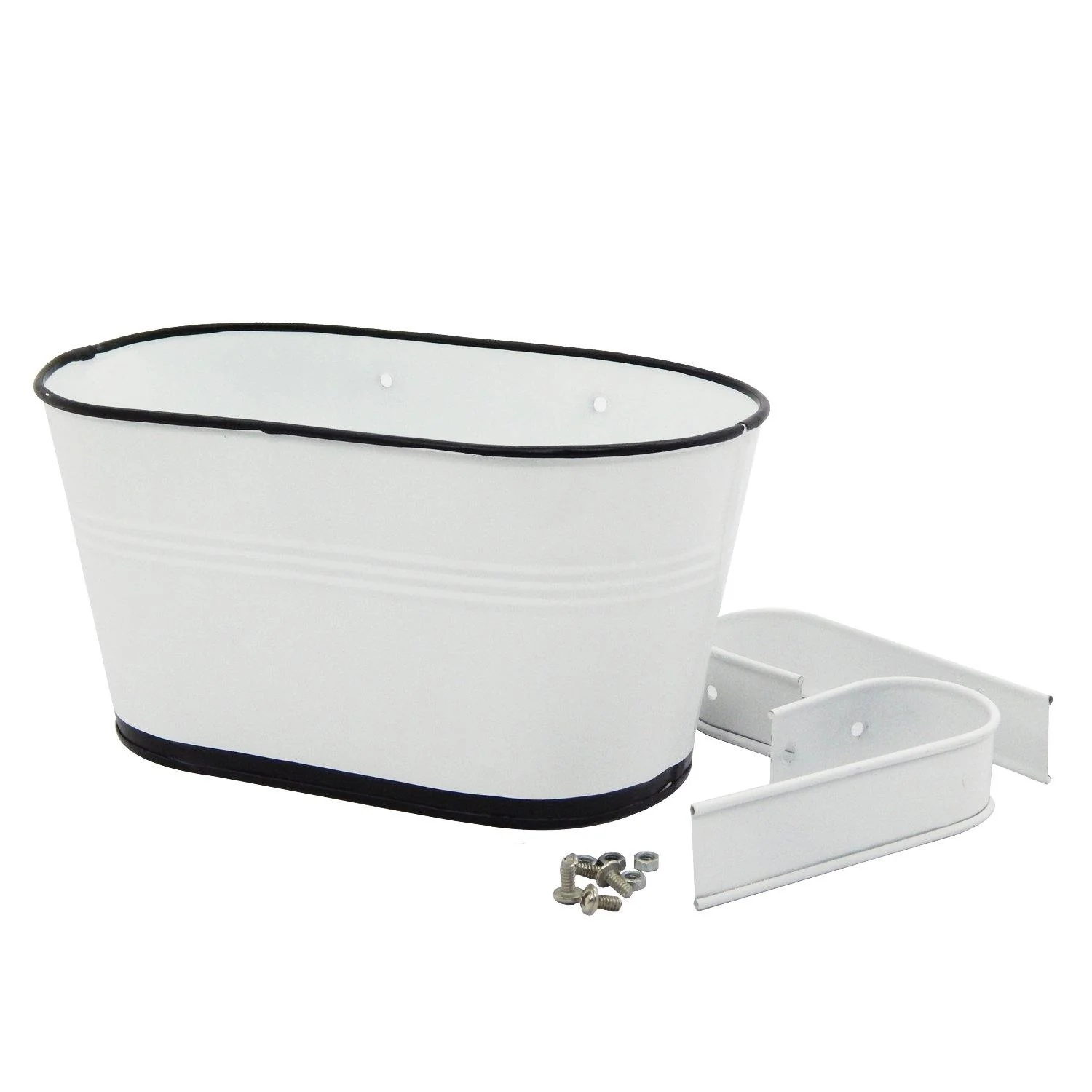 Oval White/Black 10" Balcony Railing Planter - Image 4