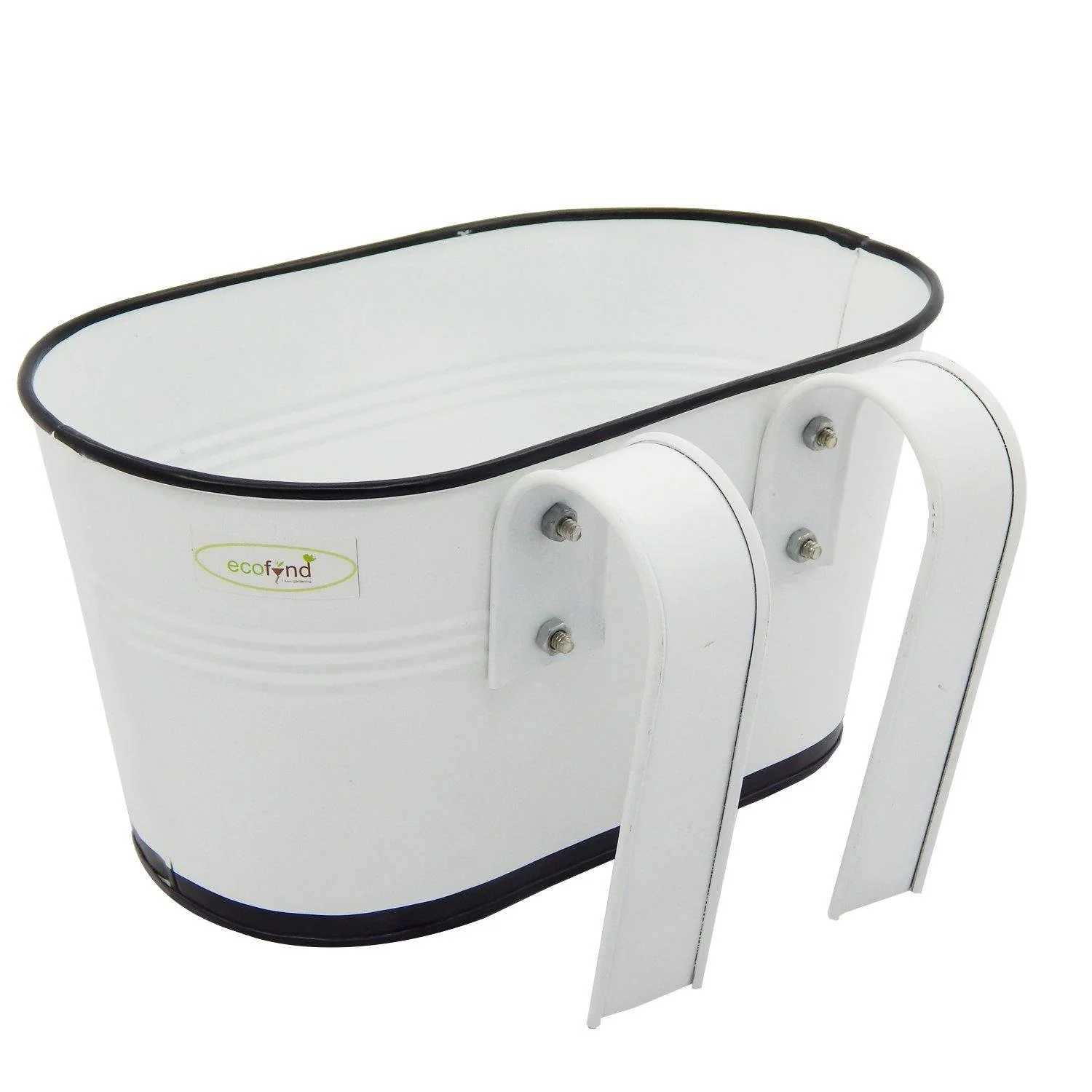 Oval White/Black 10" Balcony Railing Planter - Image 5