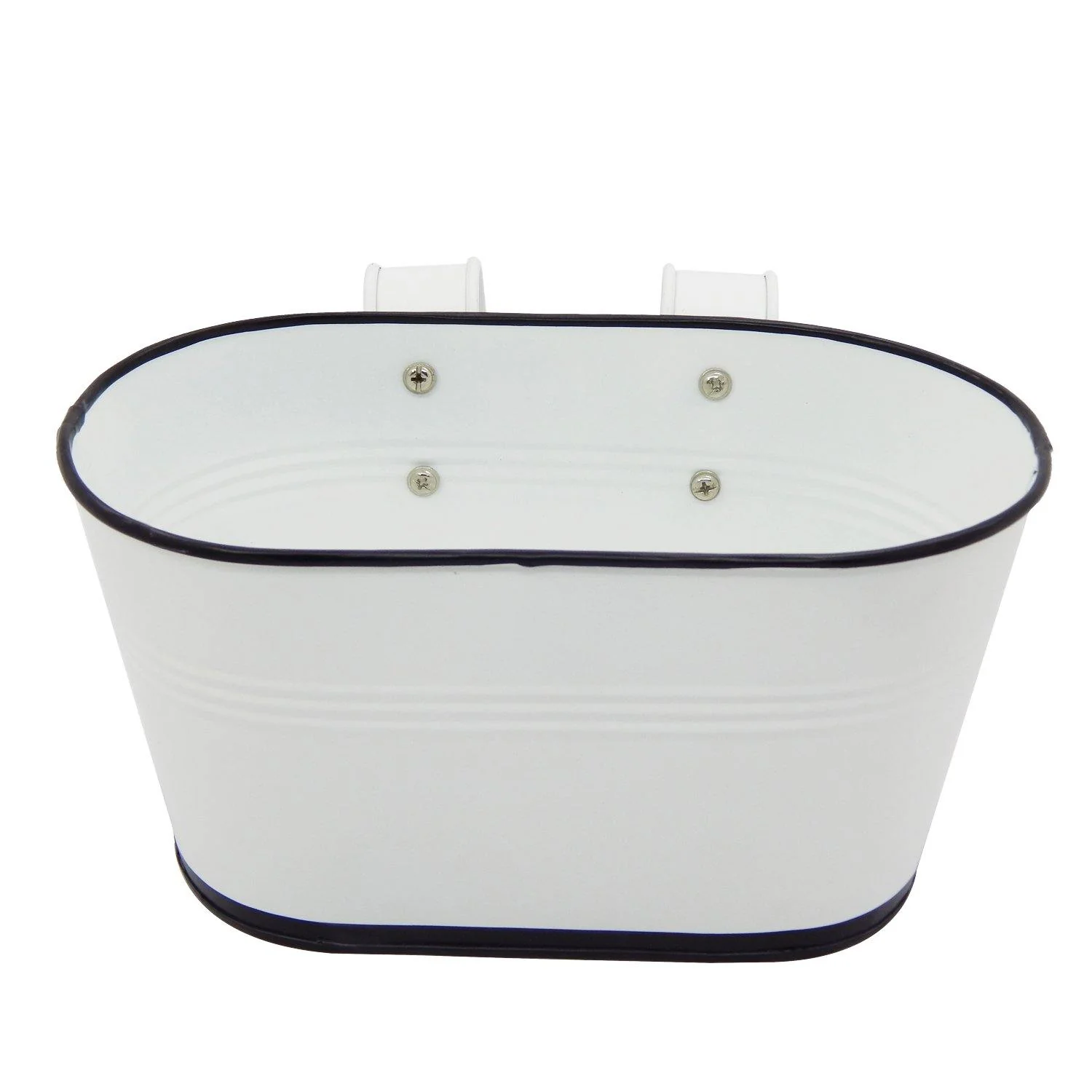 Oval White/Black 10" Balcony Railing Planter - Image 7