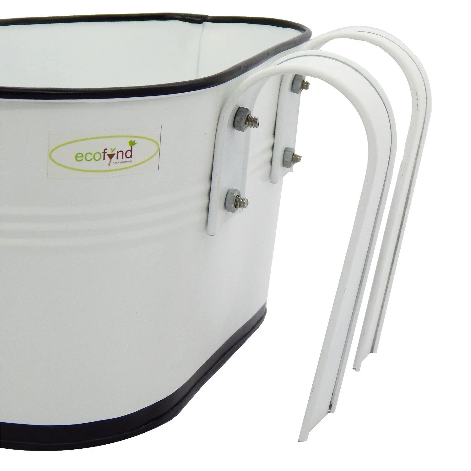 Oval White/Black 10" Balcony Railing Planter - Image 8