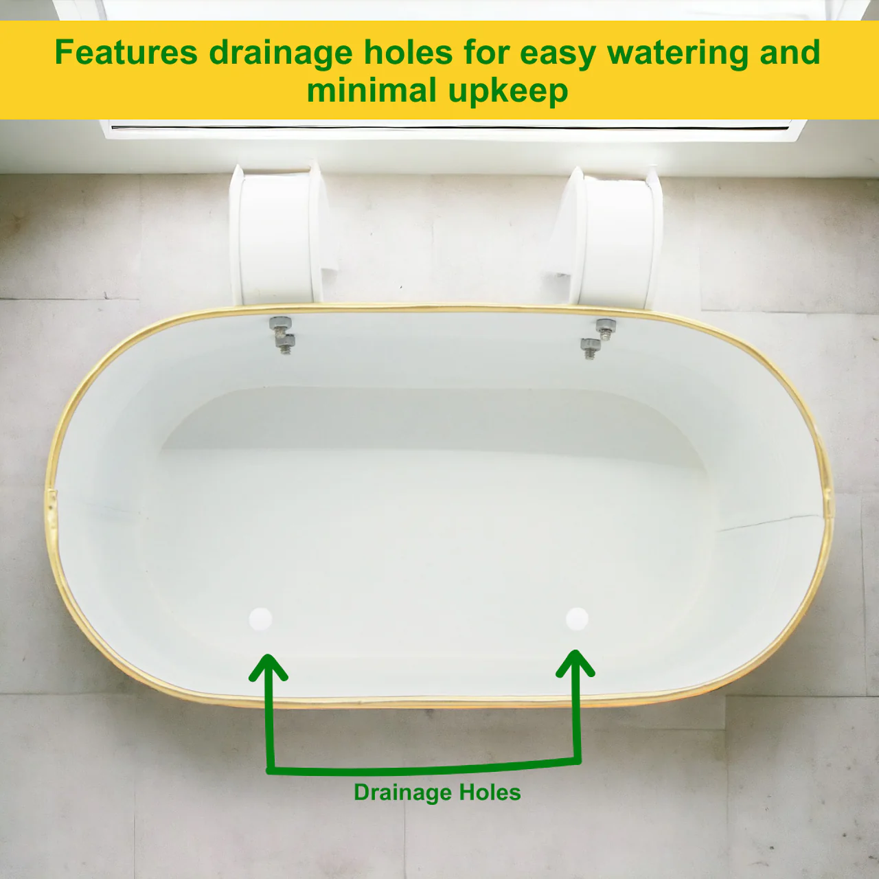 Metal Balcony Railing Planter – Stylish White & Gold Hanging Flower Pot - Image 4