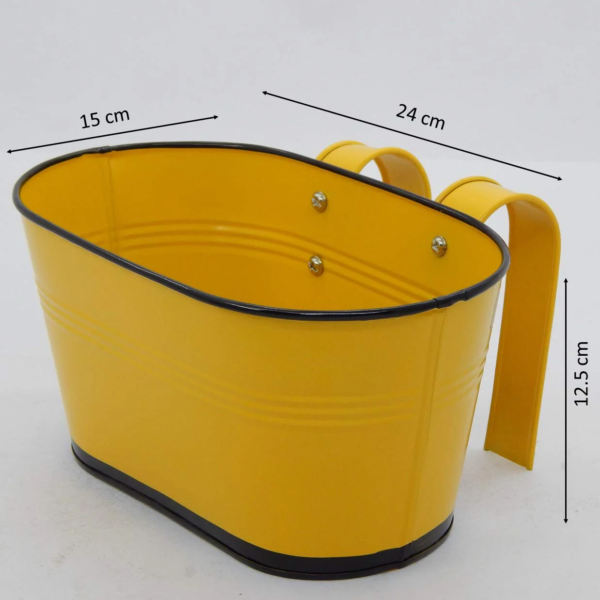 Oval Yellow/Black 10" Balcony Railing Planter - Image 3