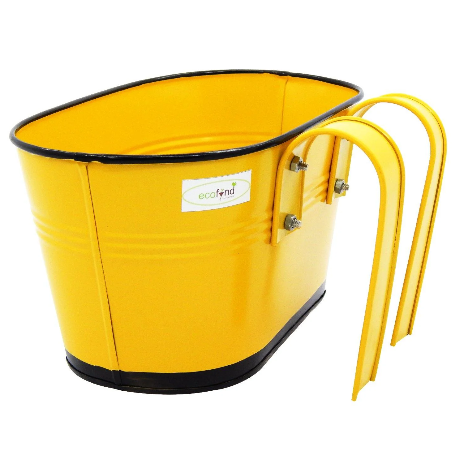 Oval Yellow/Black 10" Balcony Railing Planter - Image 5