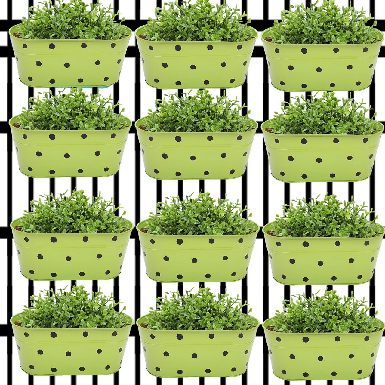 Green Oval Polka-Dot Railing Planter – 10 Inch Decorative Balcony Set - Image 10
