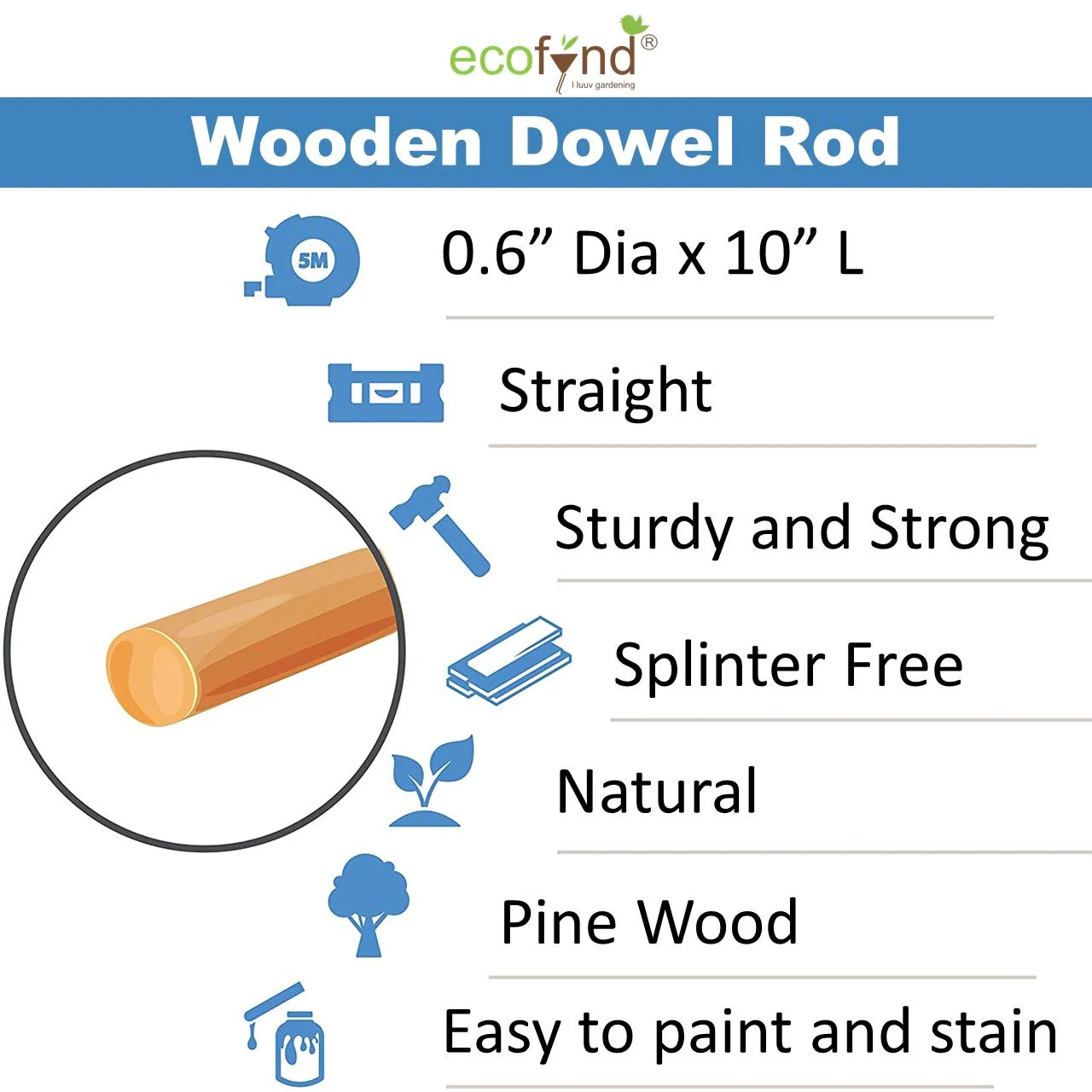 Solid Craft Natural Wooden Dowel Rods – Set of Durable Craft Sticks - Image 11