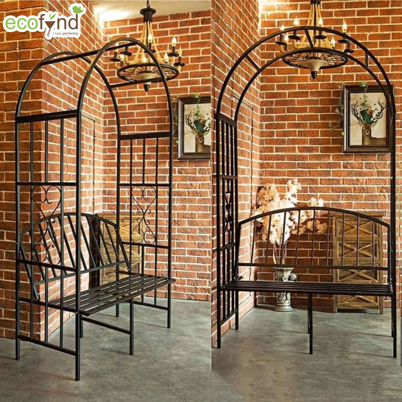 Wide Garden Arch with 2-Seater Bench – 6.6 ft Metal Arbor Trellis - Image 7