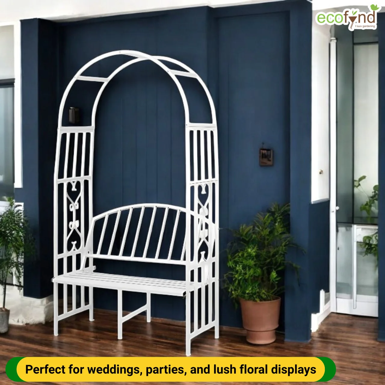 Wide Garden Arch with Bench – Elegant Metal Arbor for Climbing Plants - Image 3