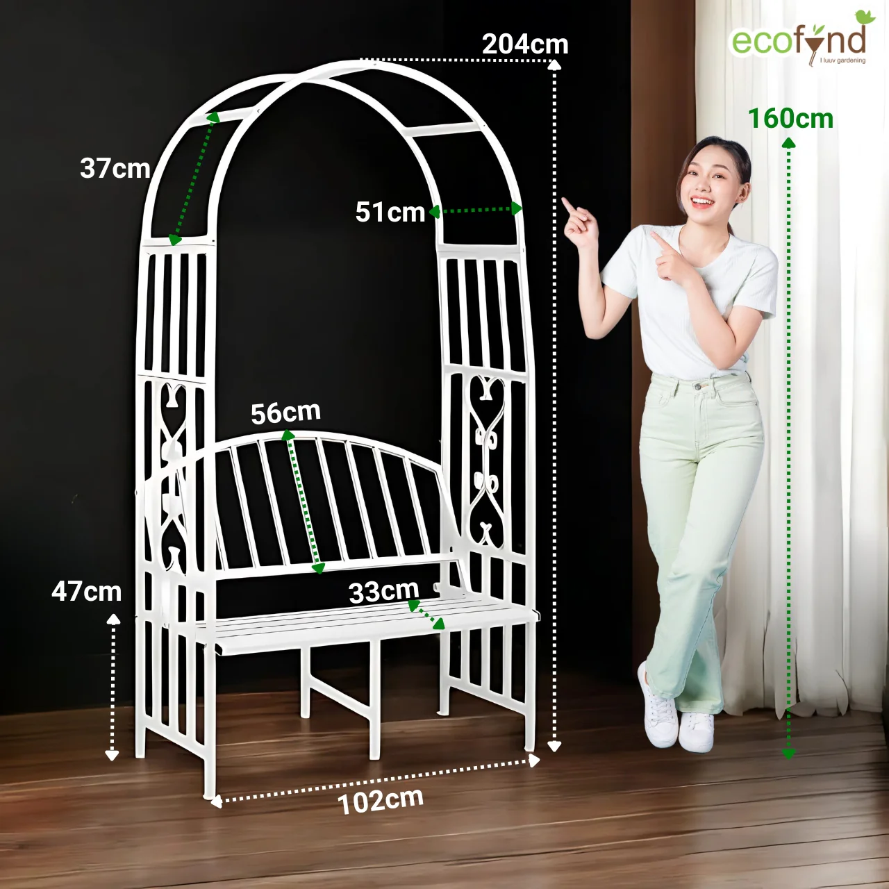 Wide Garden Arch with Bench – Elegant Metal Arbor for Climbing Plants - Image 4